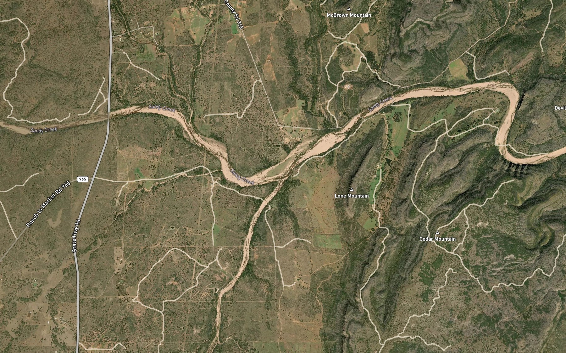 Satellite map of the Legion Creek
