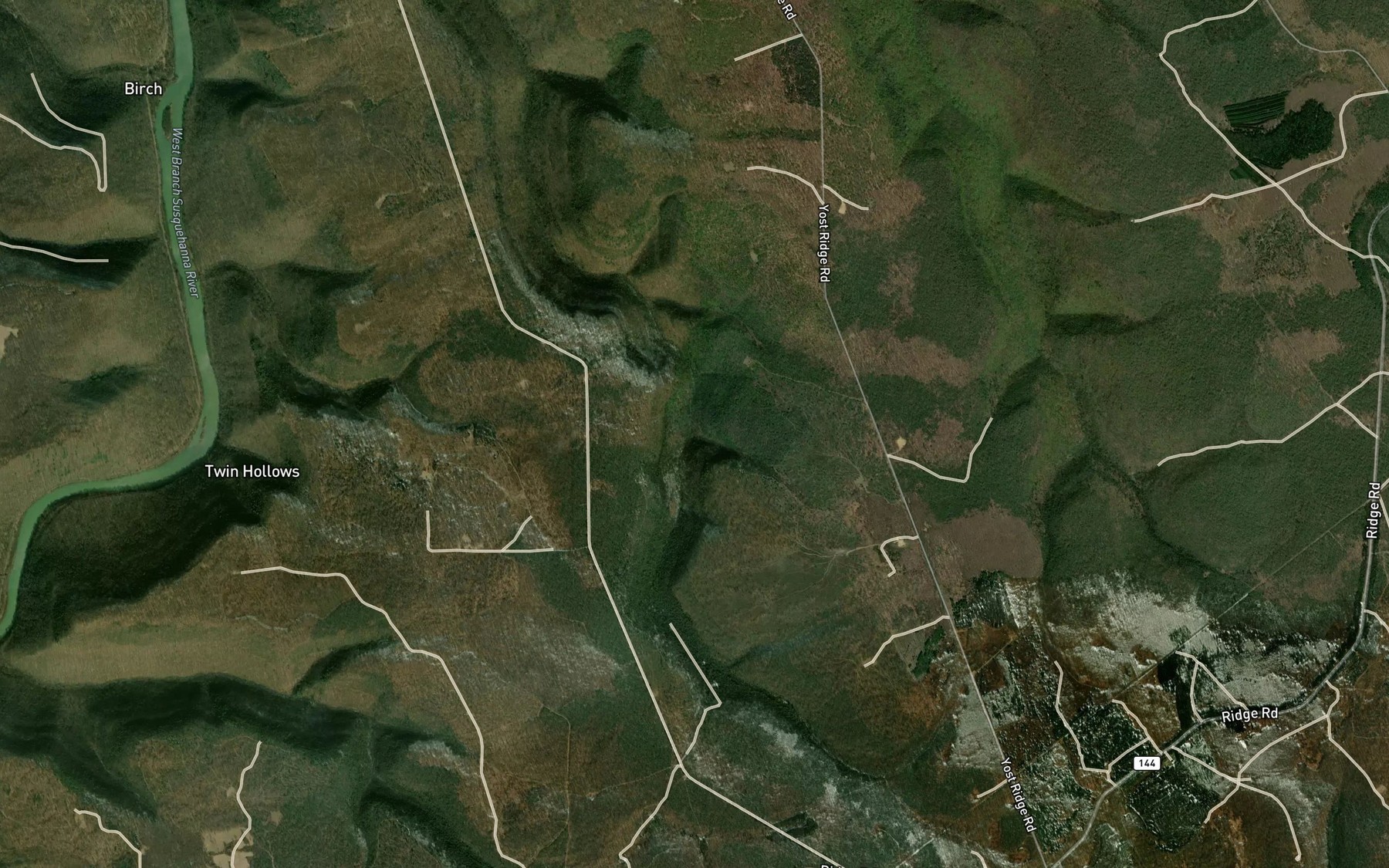 Satellite map of the Bog Ore Run