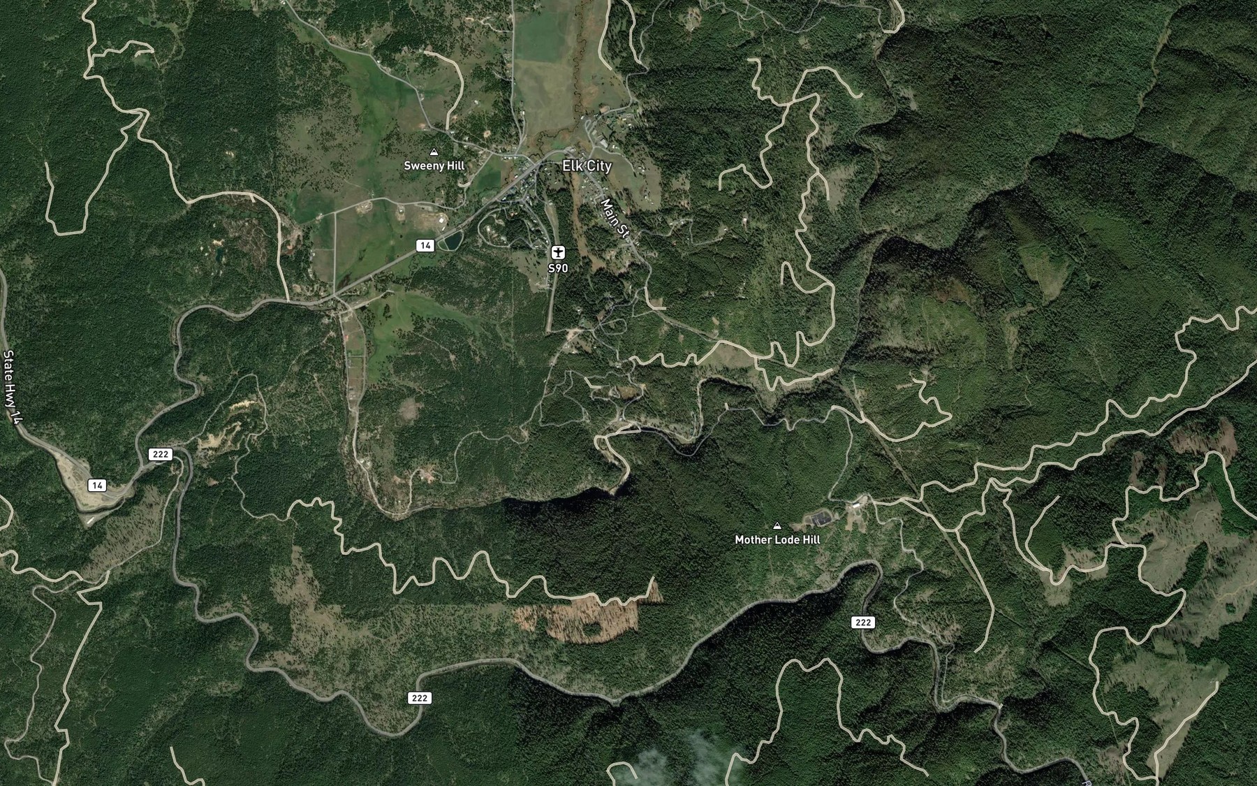 Satellite map of the American Hill Lake