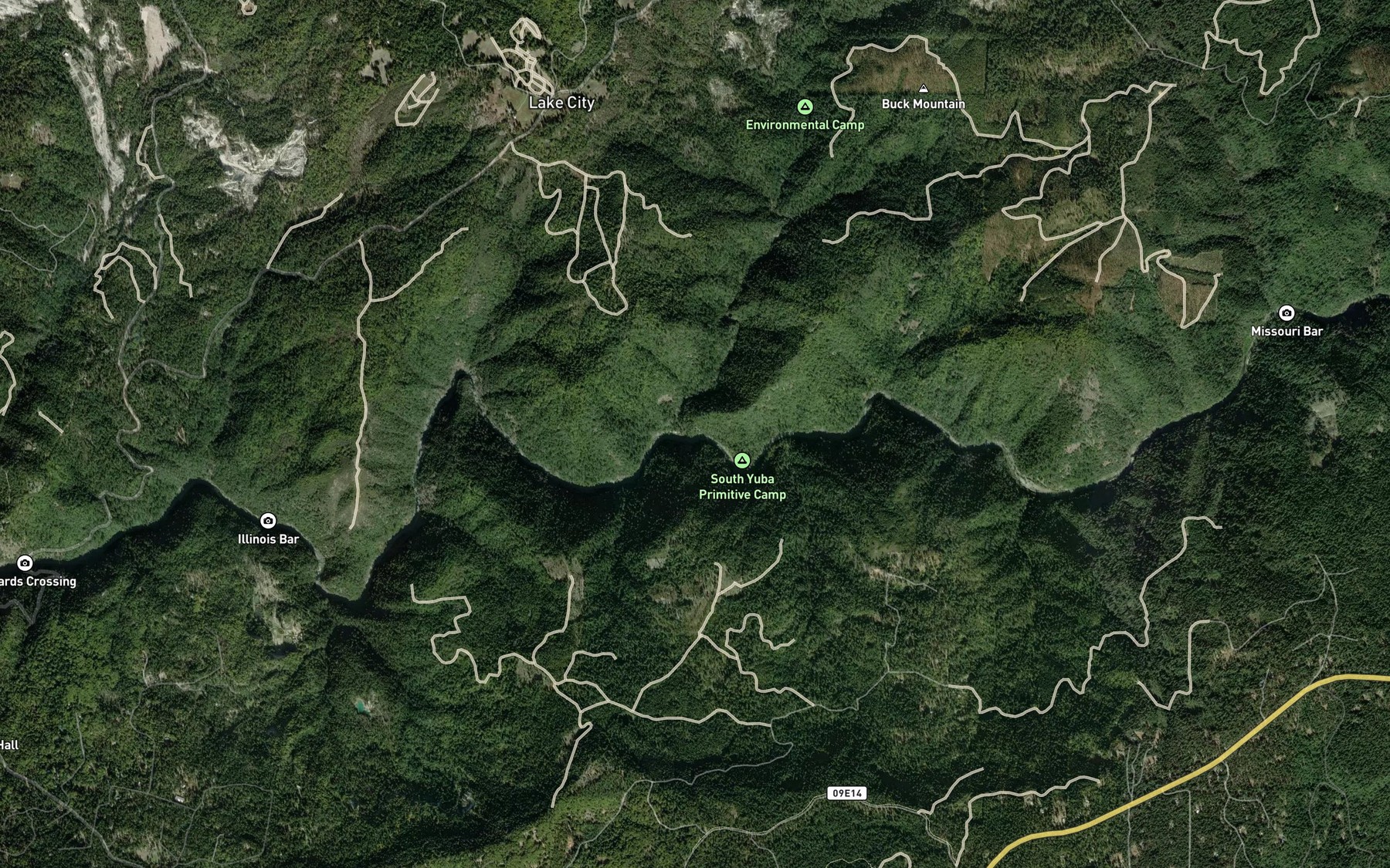 Satellite map of the Humbug Creek