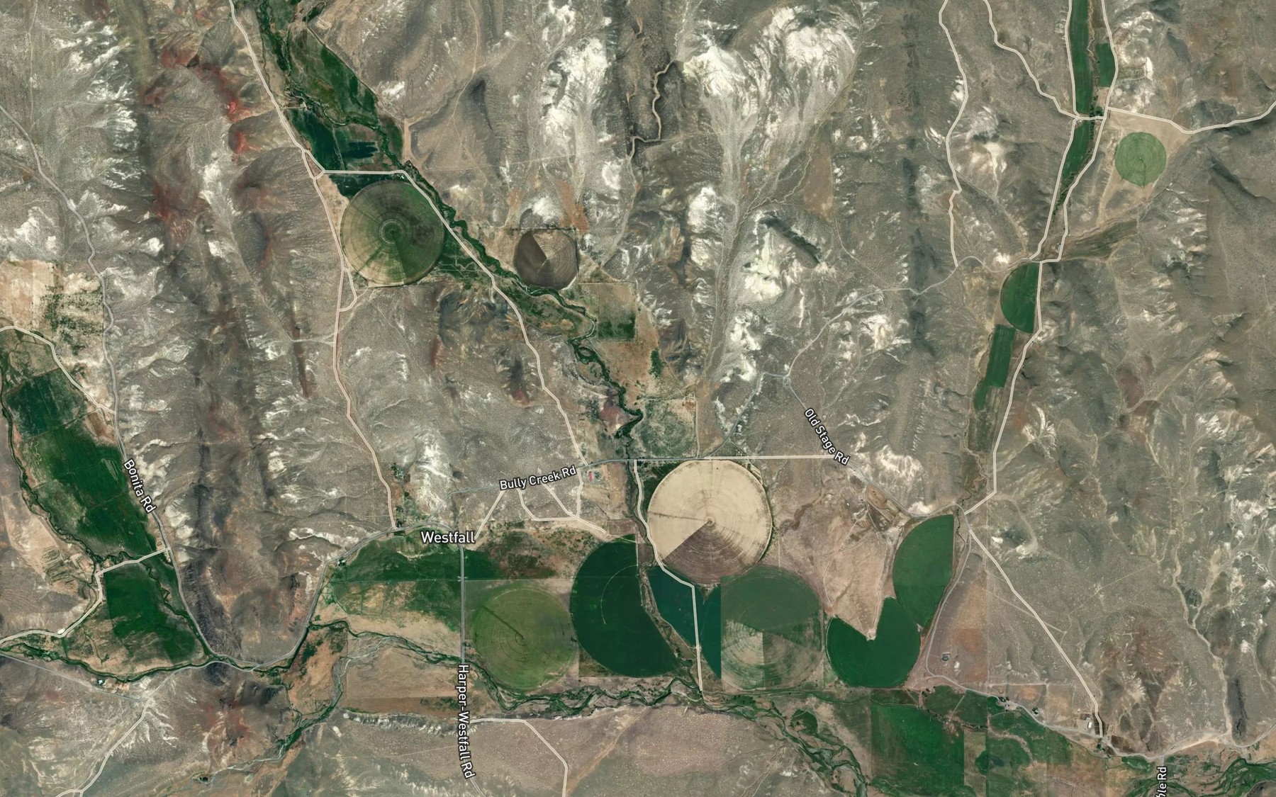 Satellite map of the Pancake Creek