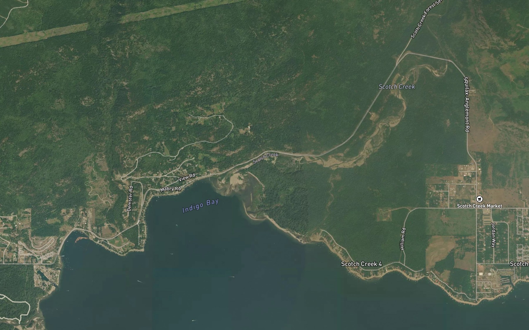 Satellite map of the Scotch Creek