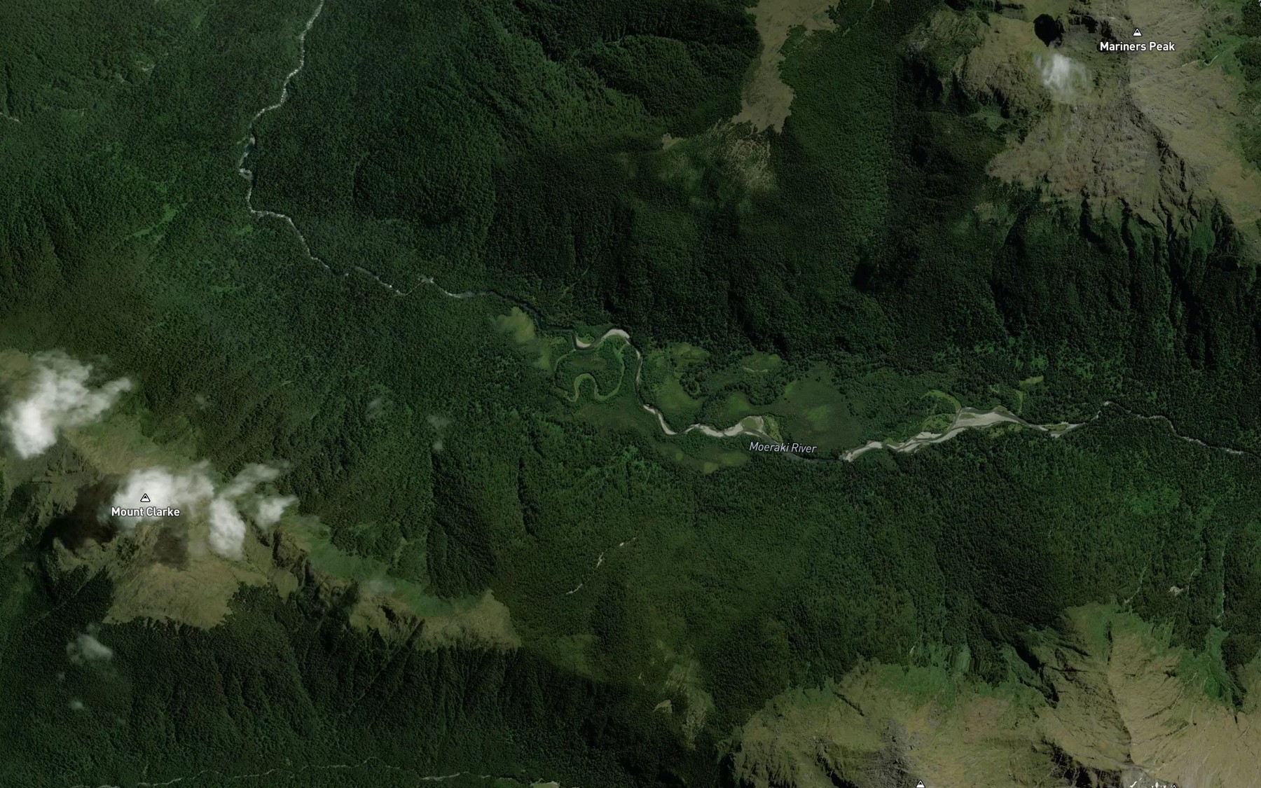 Satellite map of the Moeraki River