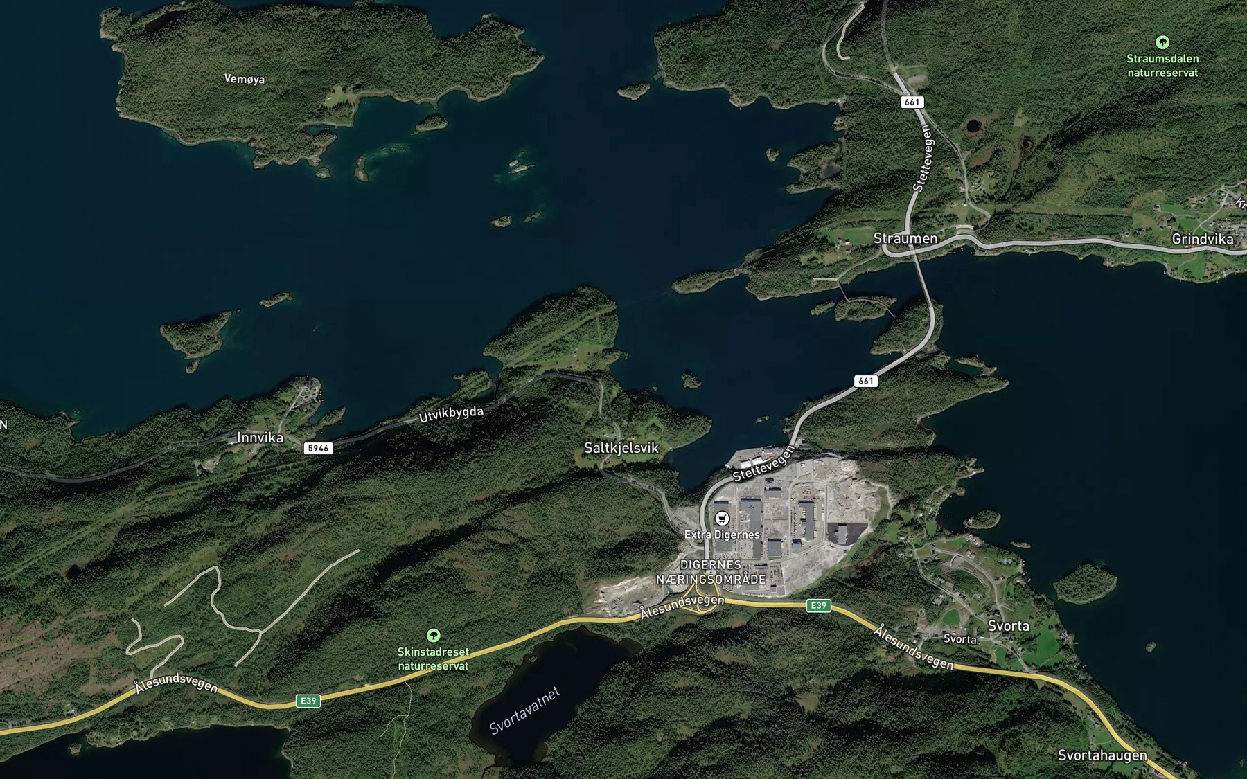 Satellite map of the Gjaere
