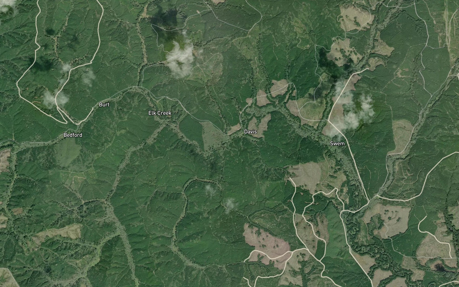Satellite map of the Fourth Creek