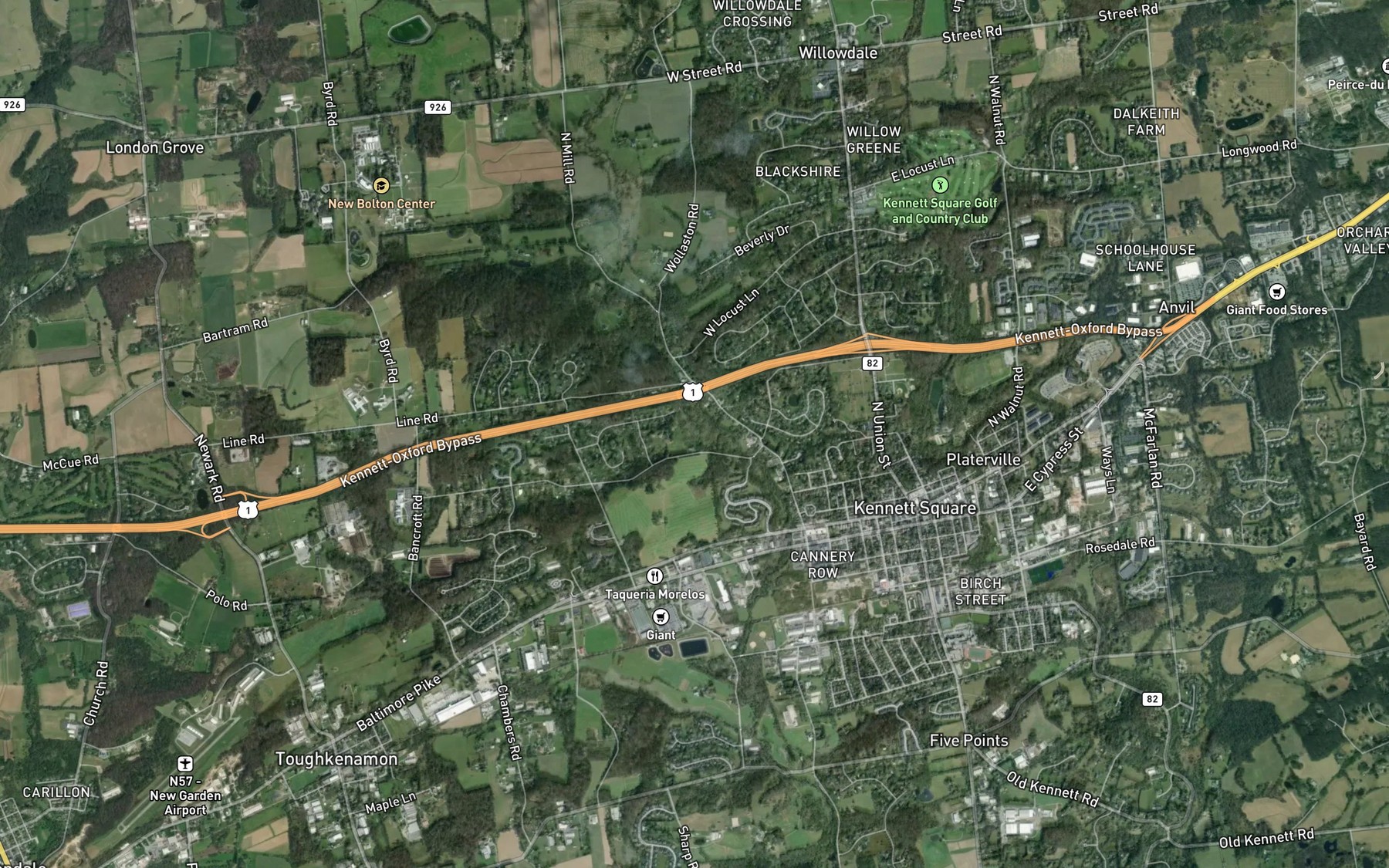 Satellite map of the Walton Run