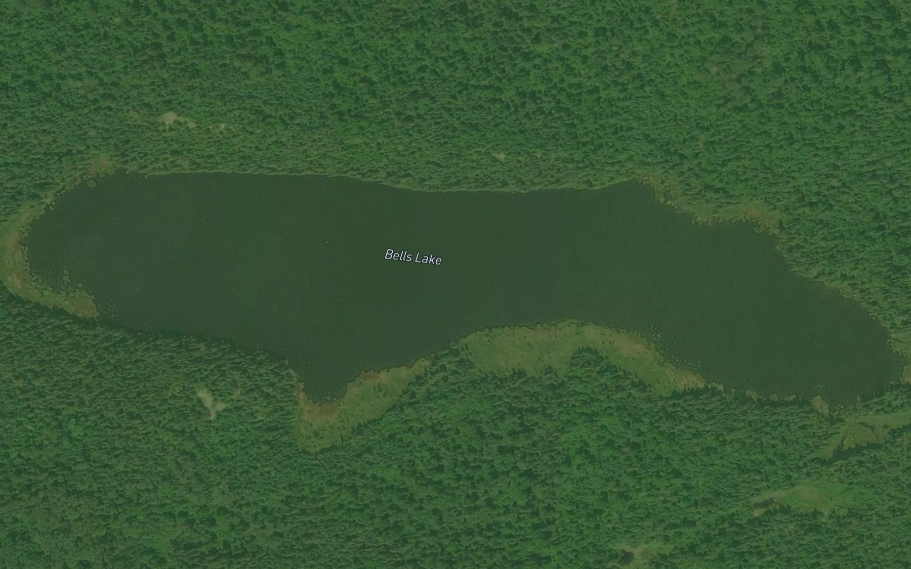 Satellite map of the Bells Lake