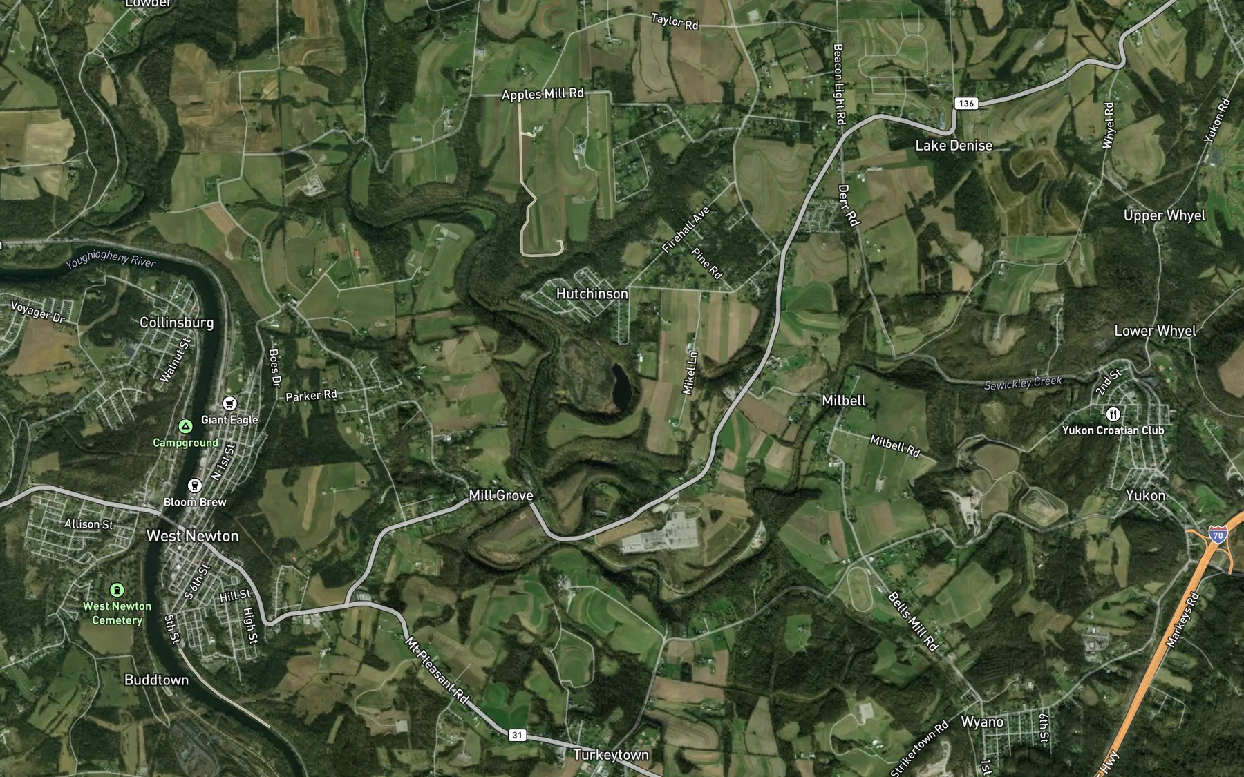 Satellite map of the Fresh Water Supply Pond