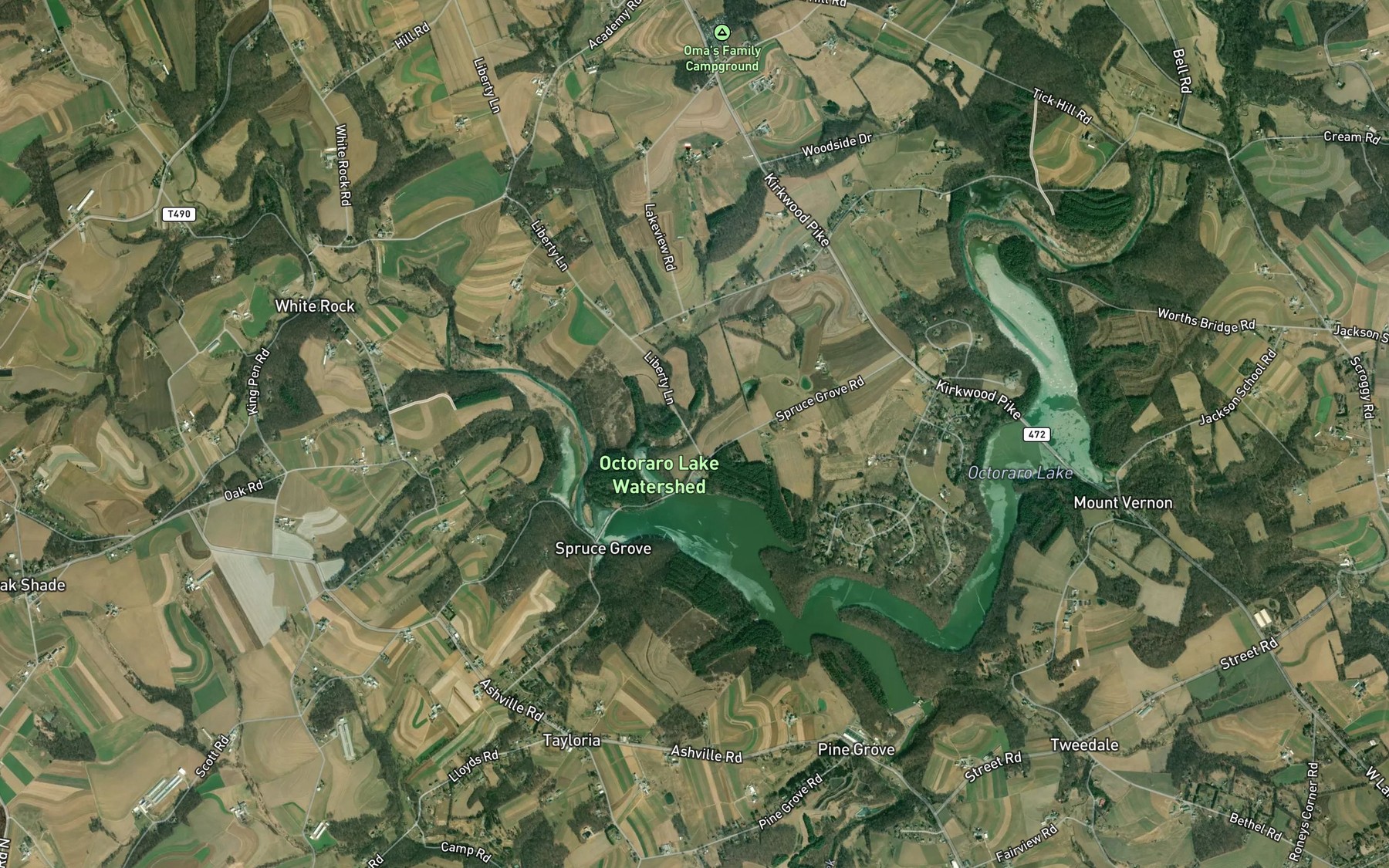 Satellite map of the Gables Run