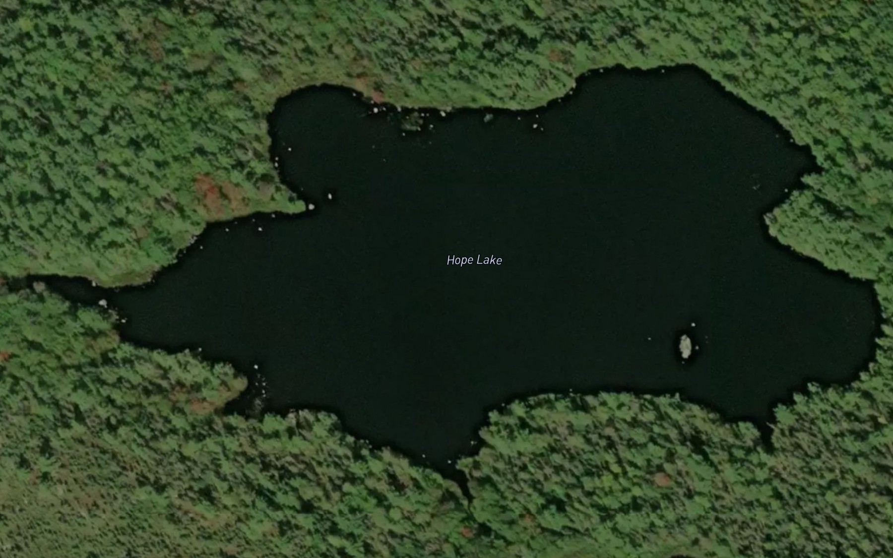 Satellite map of the Hope Lake