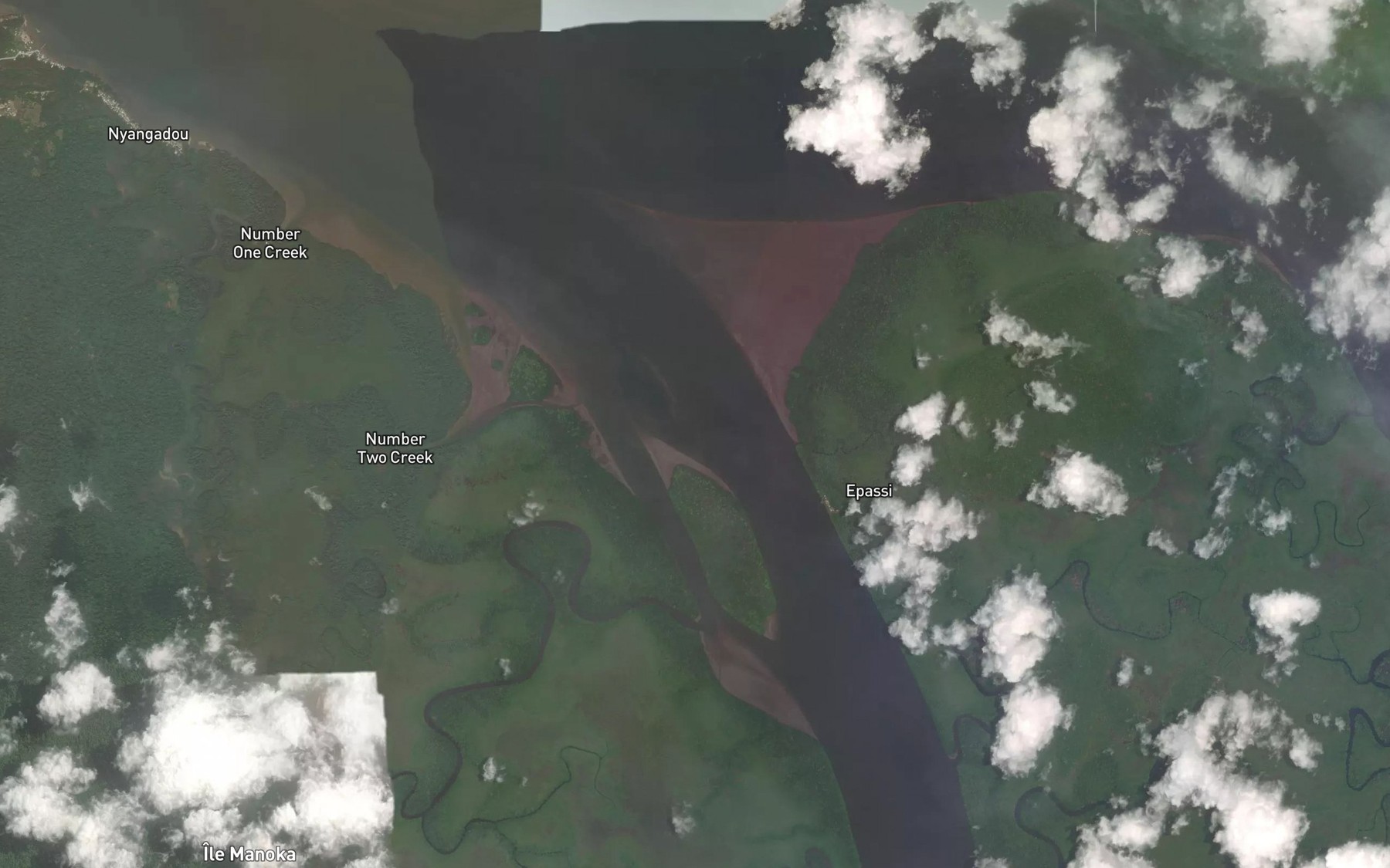 Satellite map of the Crique Kwakwa