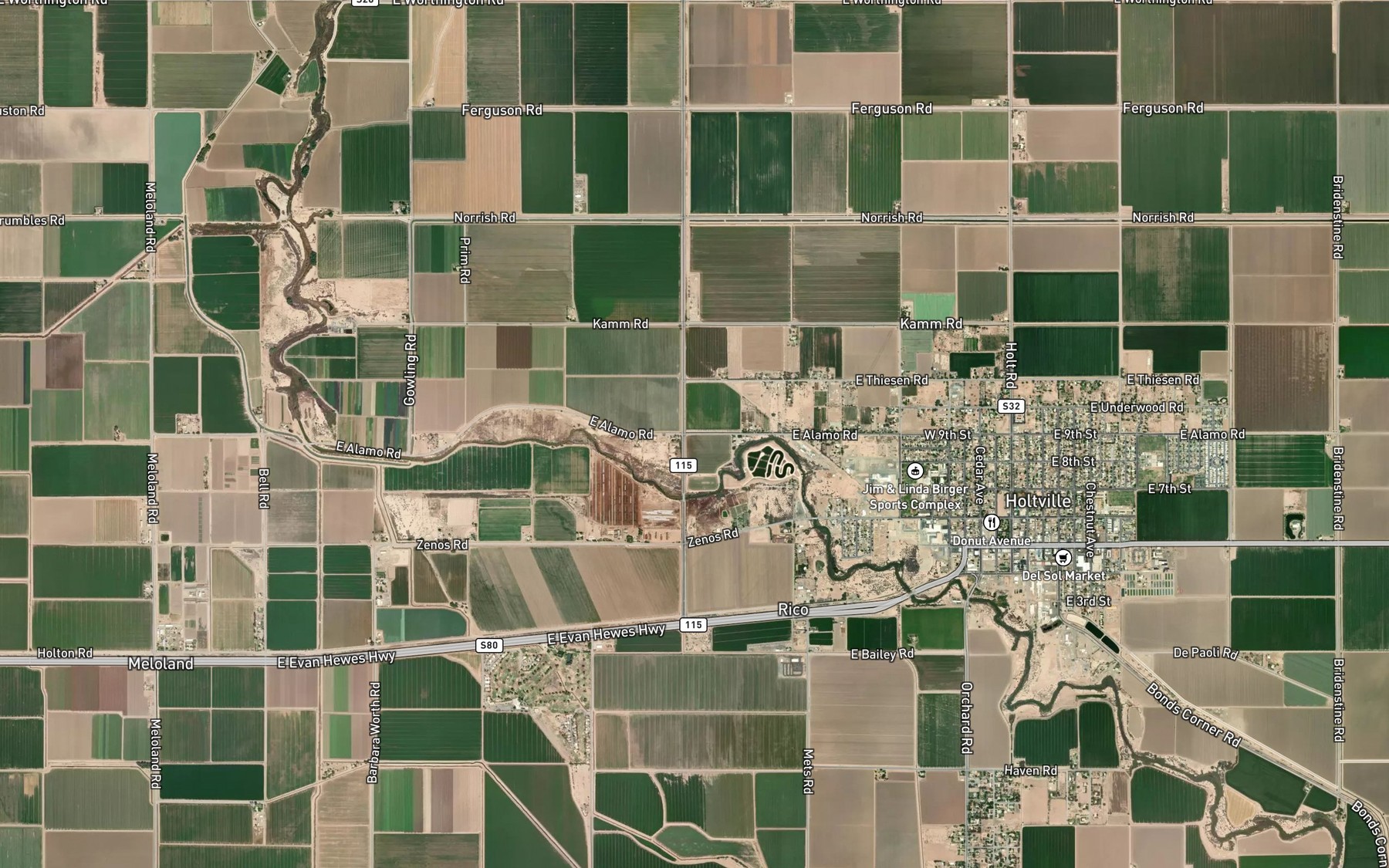 Satellite map of the Ninth Street Ditch
