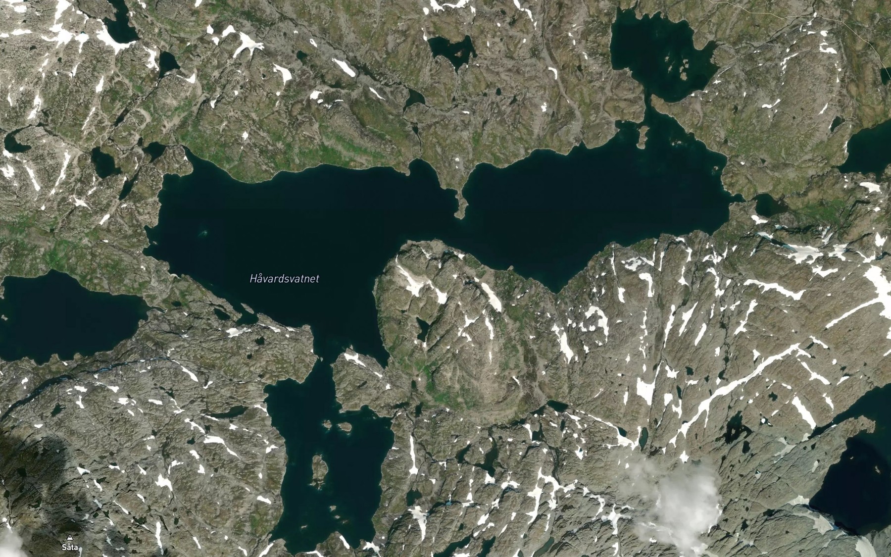 Satellite map of the Nedre Havardsvatn