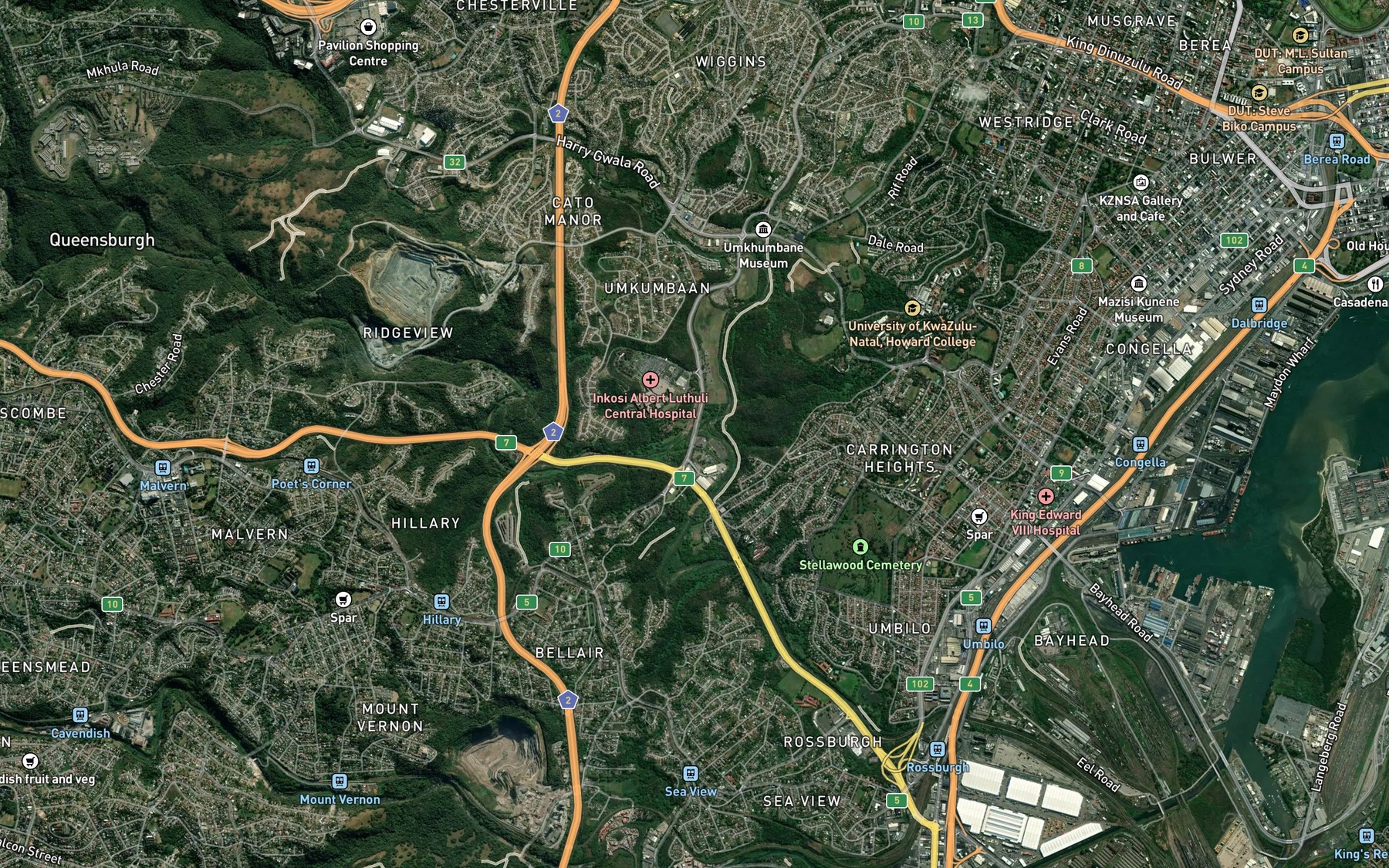 Satellite map of the Umbilo