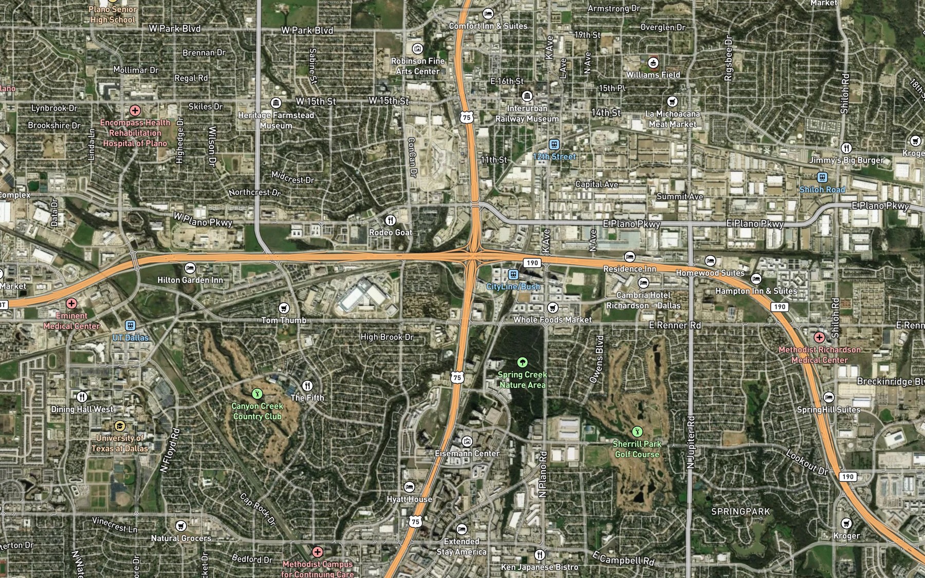 Satellite map of the Pittman Creek