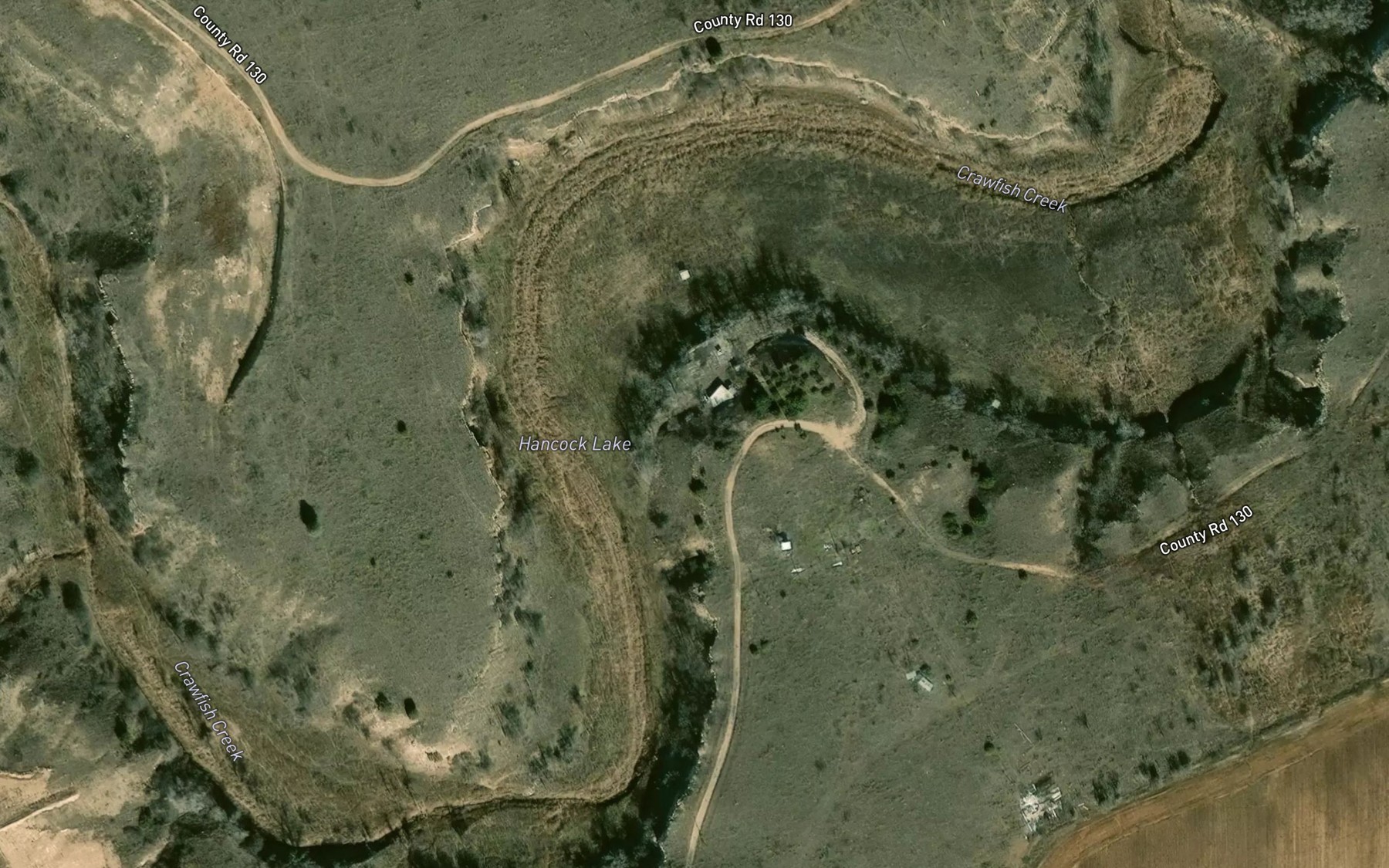 Satellite map of the Hancock Lake