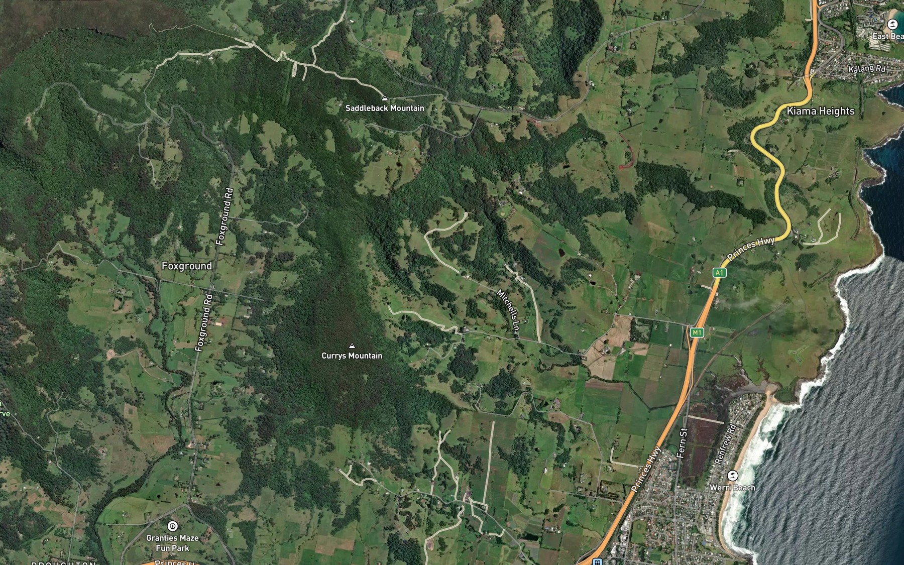 Satellite map of the Rose Valley Creek