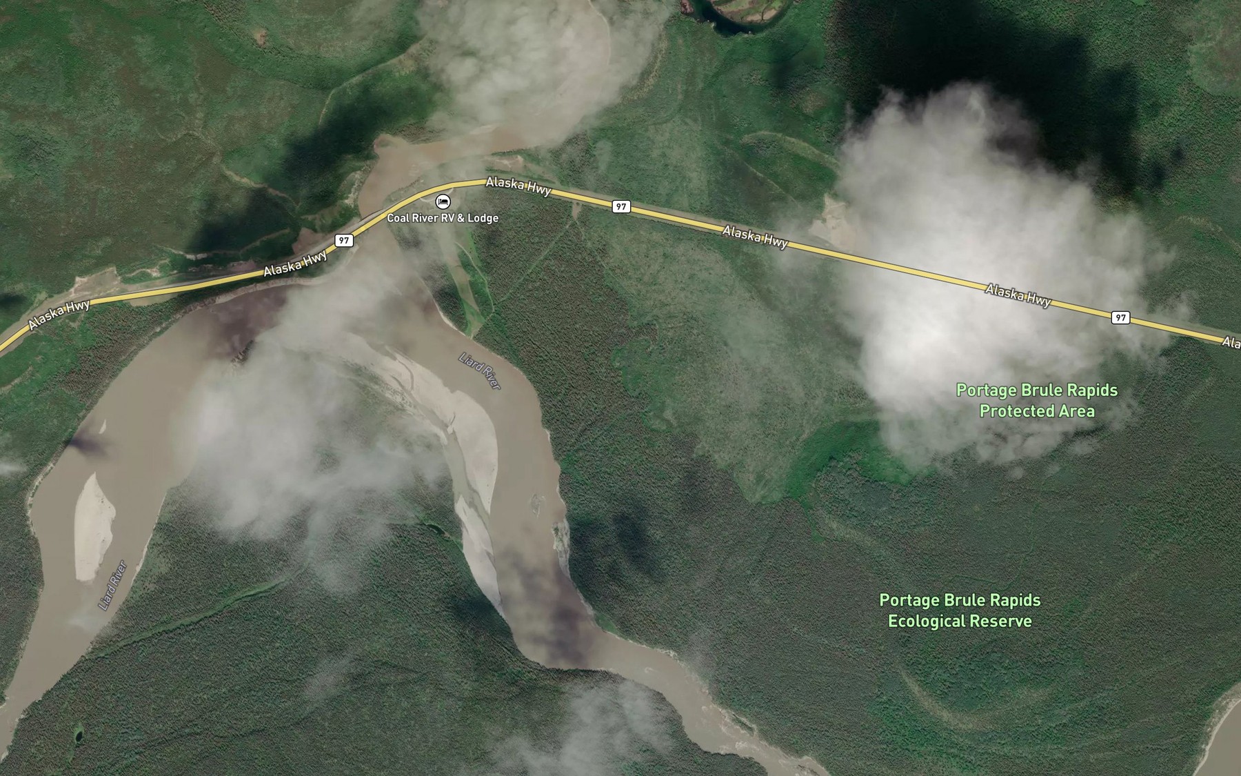 Satellite map of the Coal River