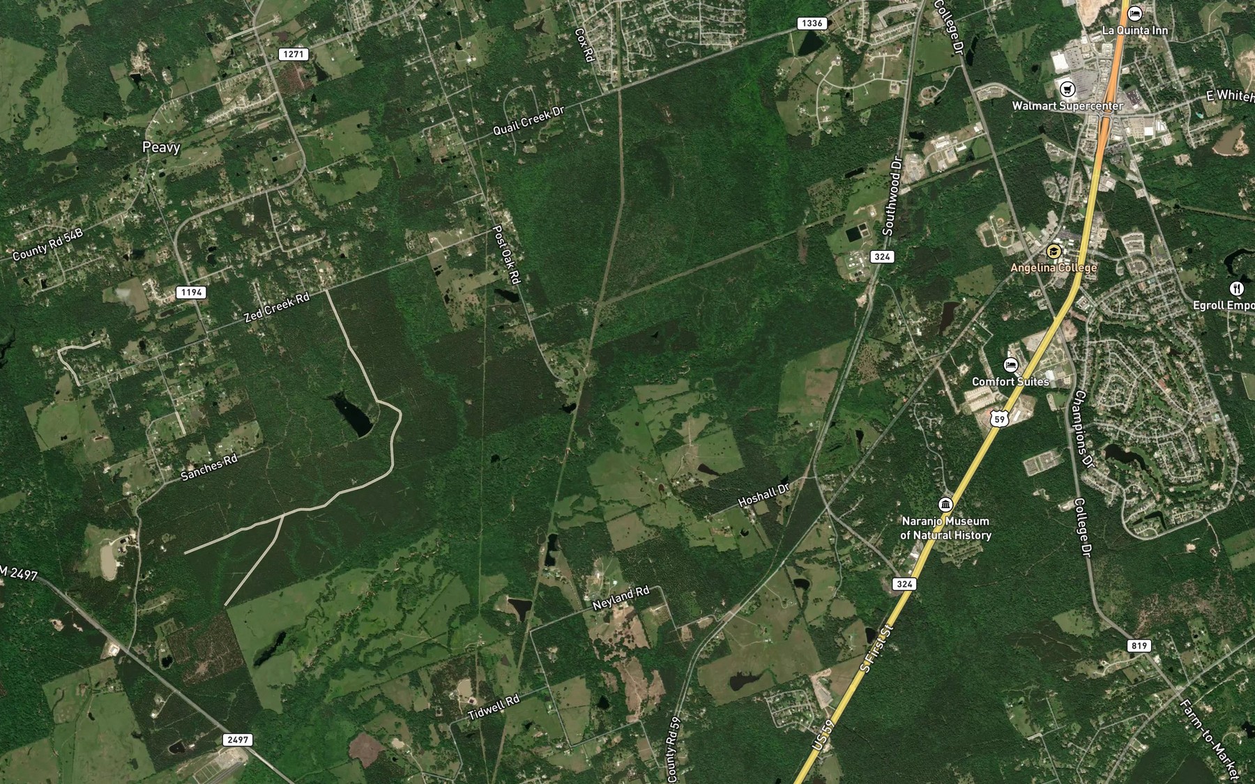 Satellite map of the Boiler Spring Branch