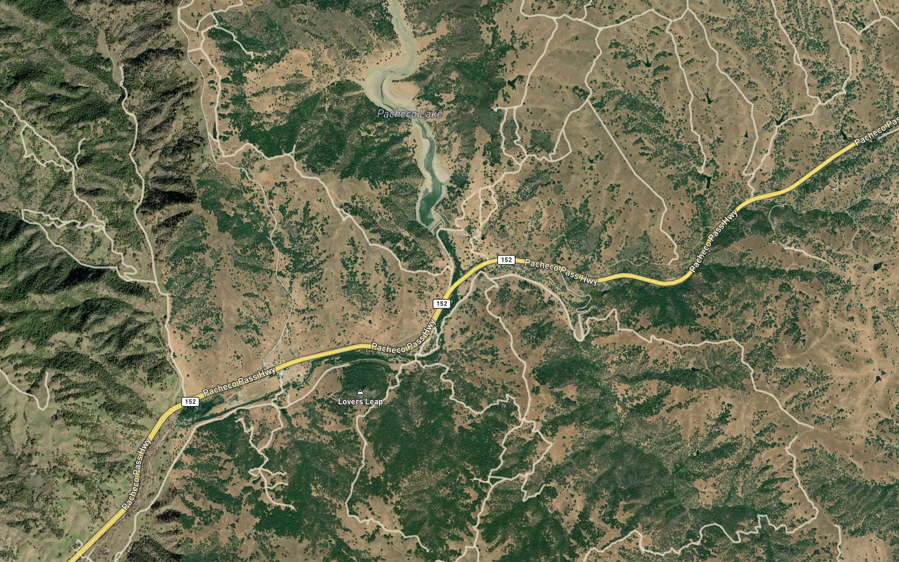 Satellite map of the North Fork Pacheco Creek