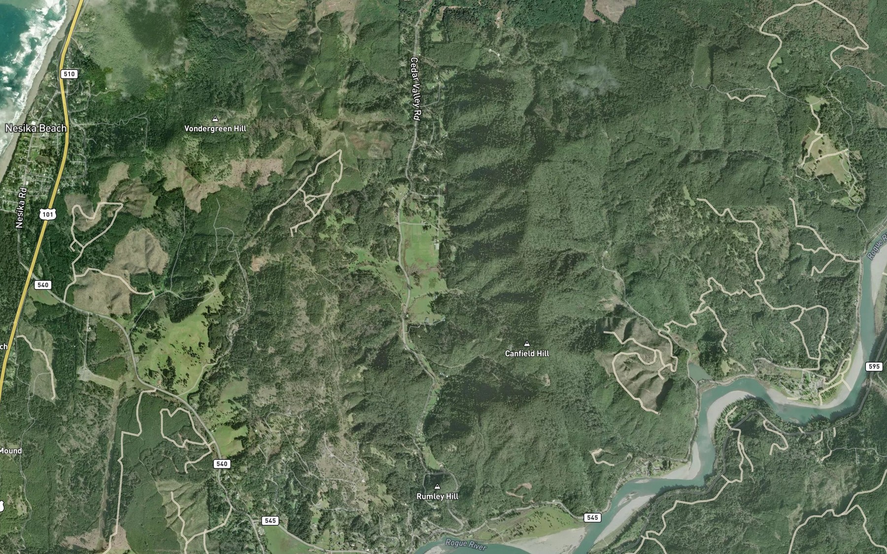 Satellite map of the Ferguson Pond