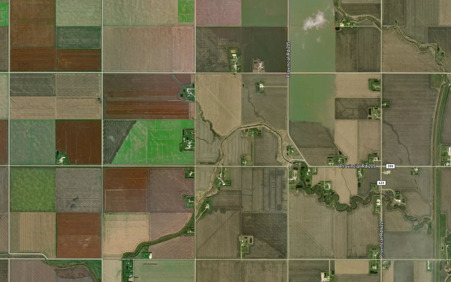 Satellite map of the Burnett Drain