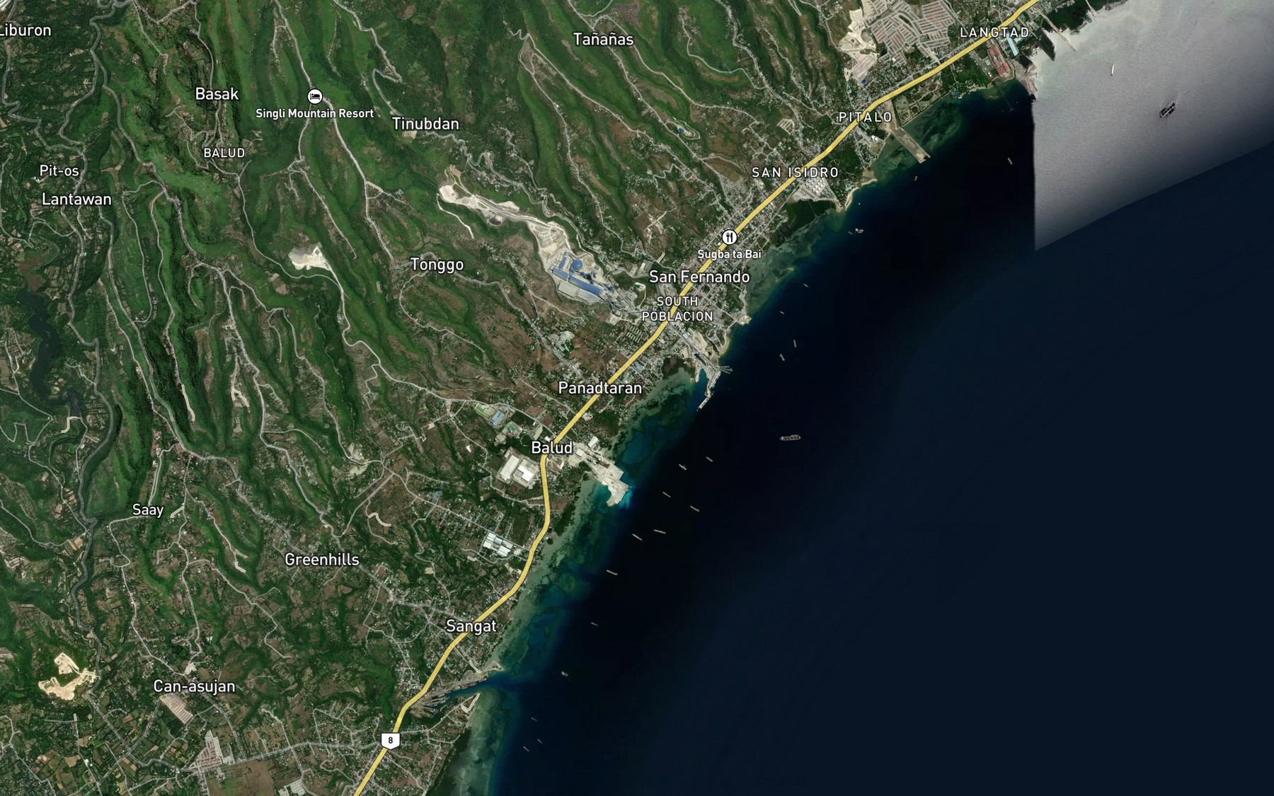 Satellite map of the Tonggo River