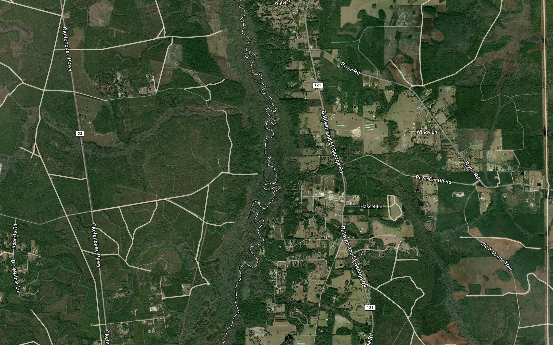 Satellite map of the Mill Creek
