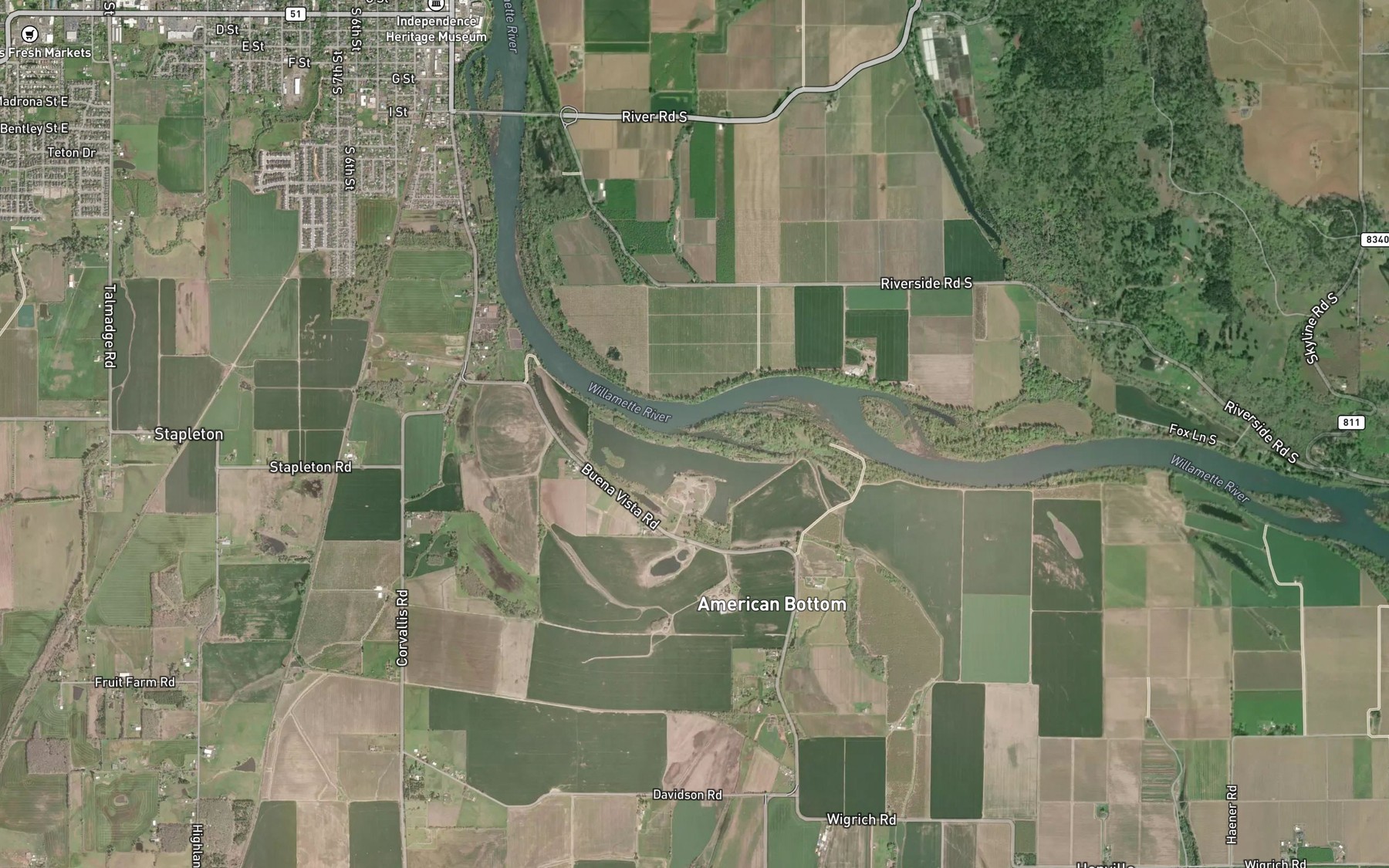 Satellite map of the Duck Slough