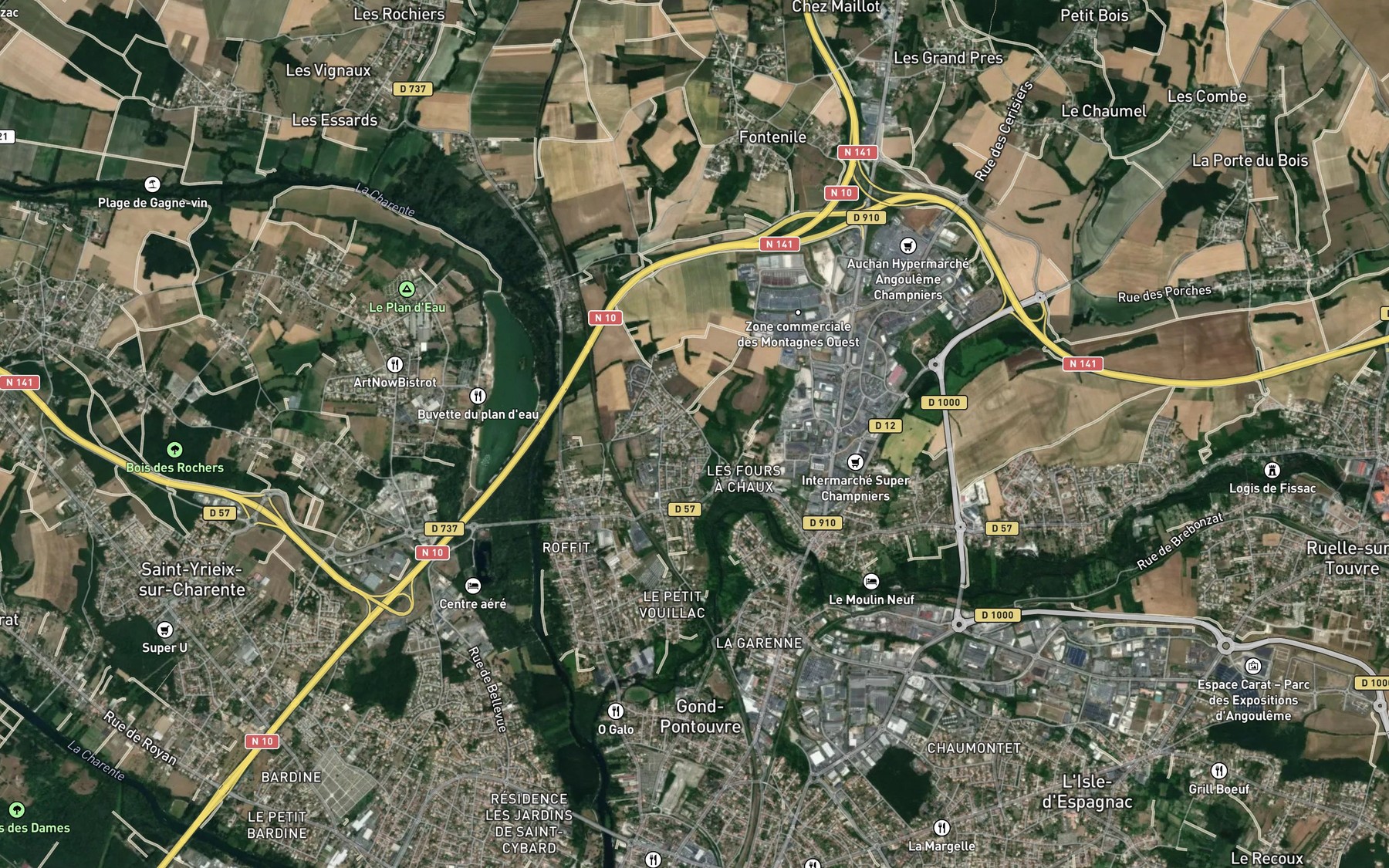 Satellite map of the Touvre