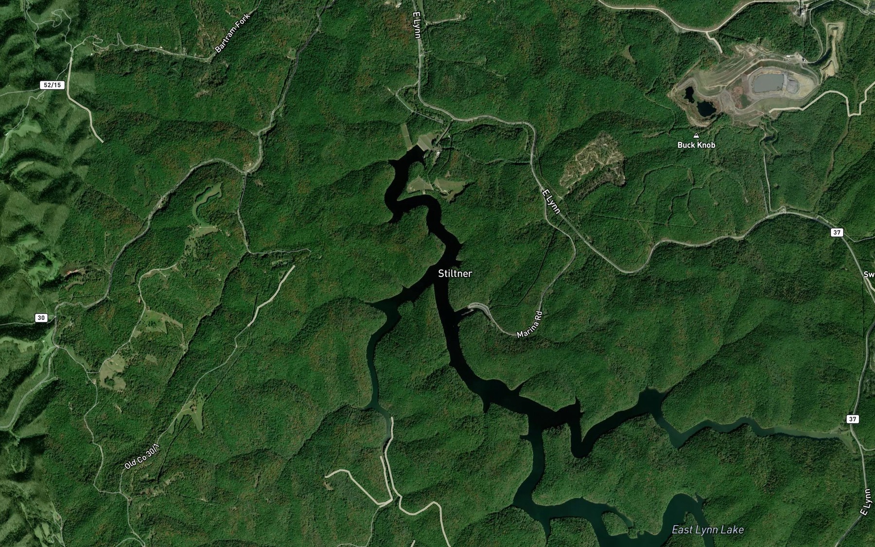 Satellite map of the Brush Creek