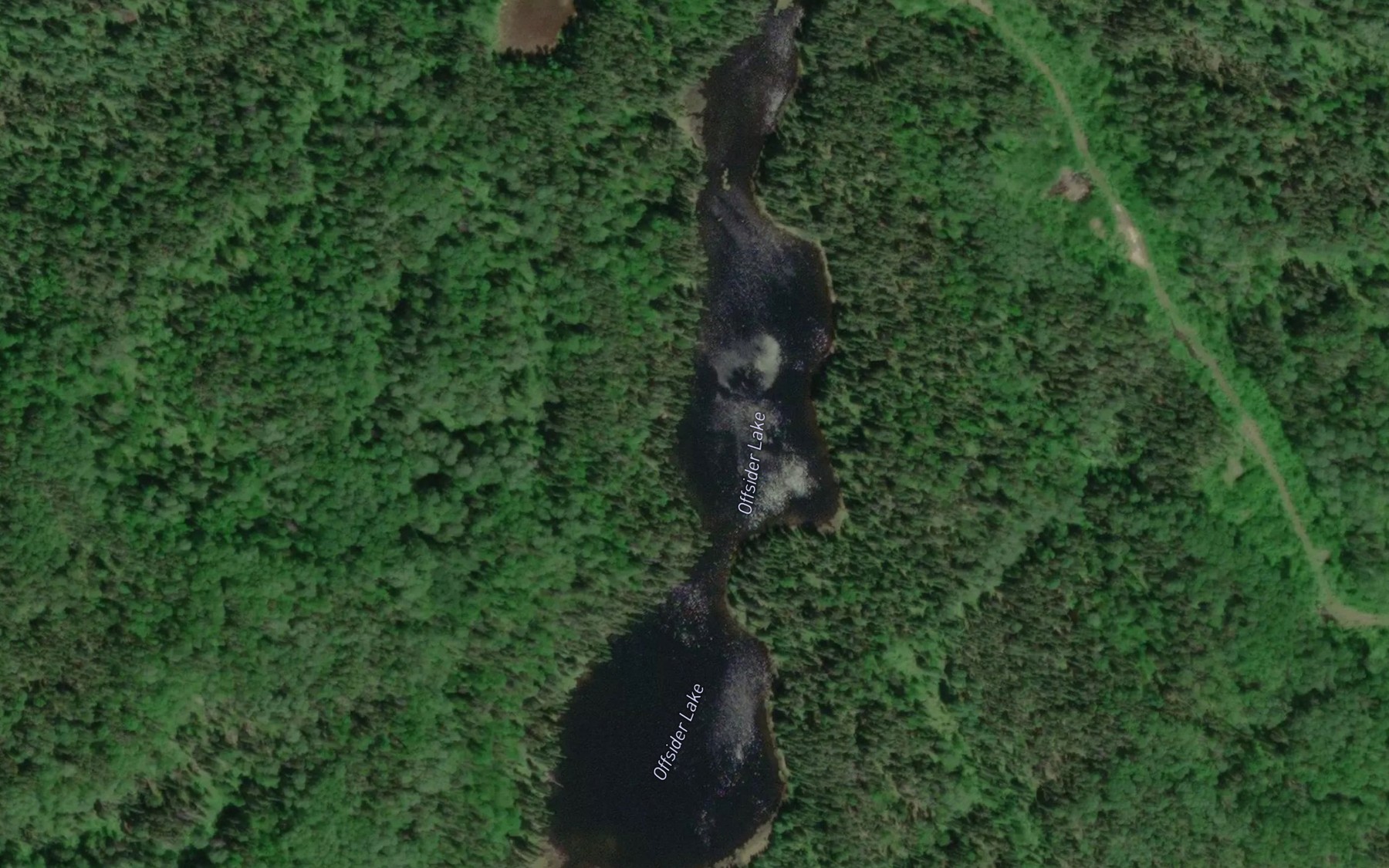 Satellite map of the Offsider Lake