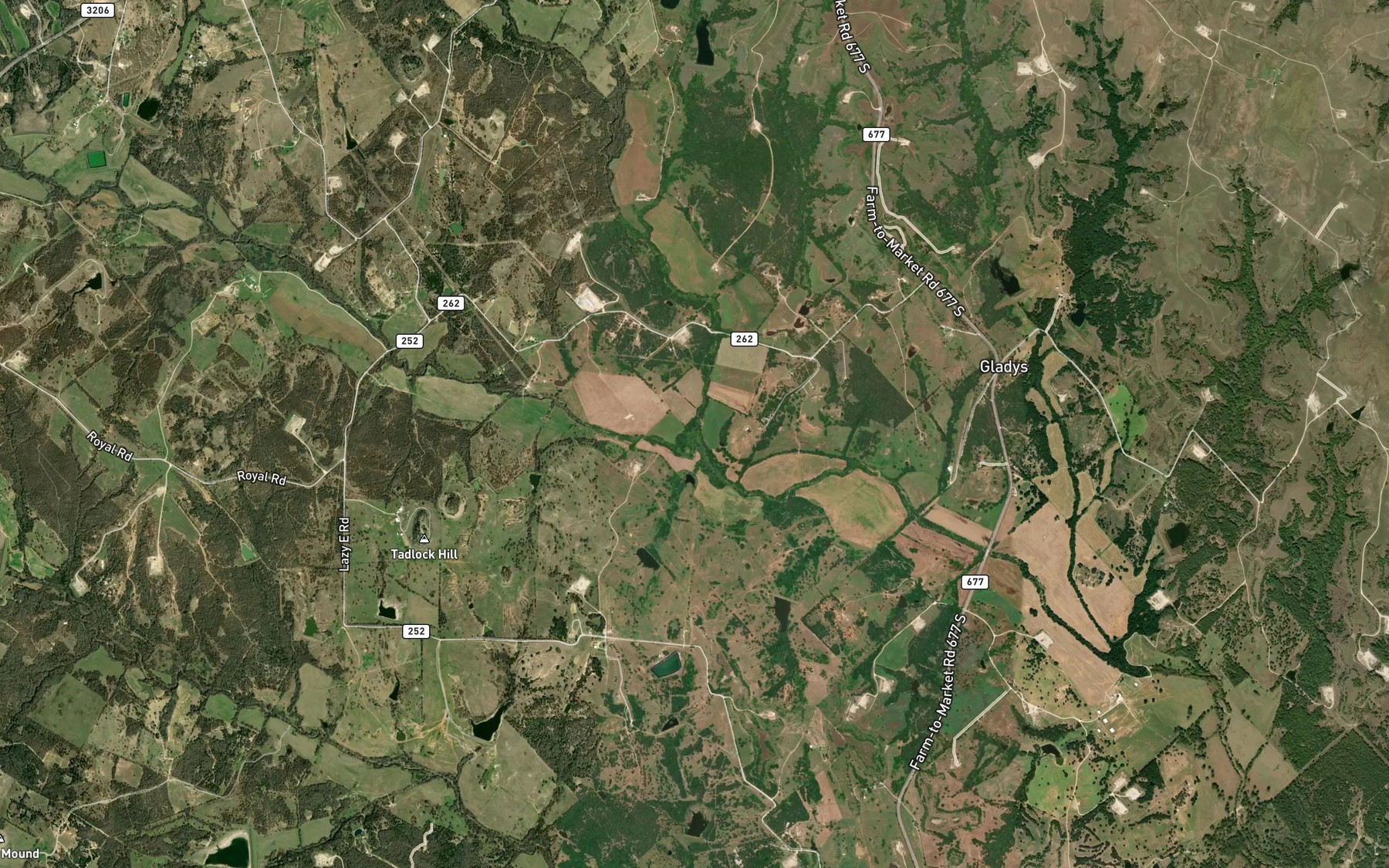 Satellite map of the Dye Creek