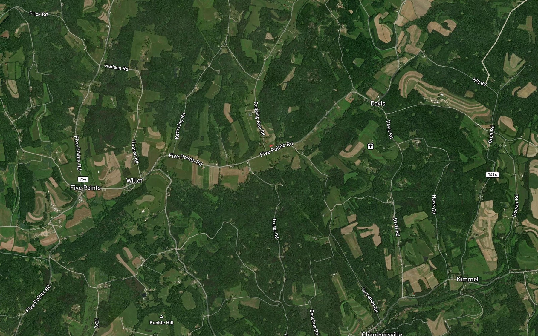 Satellite map of the Reddings Run