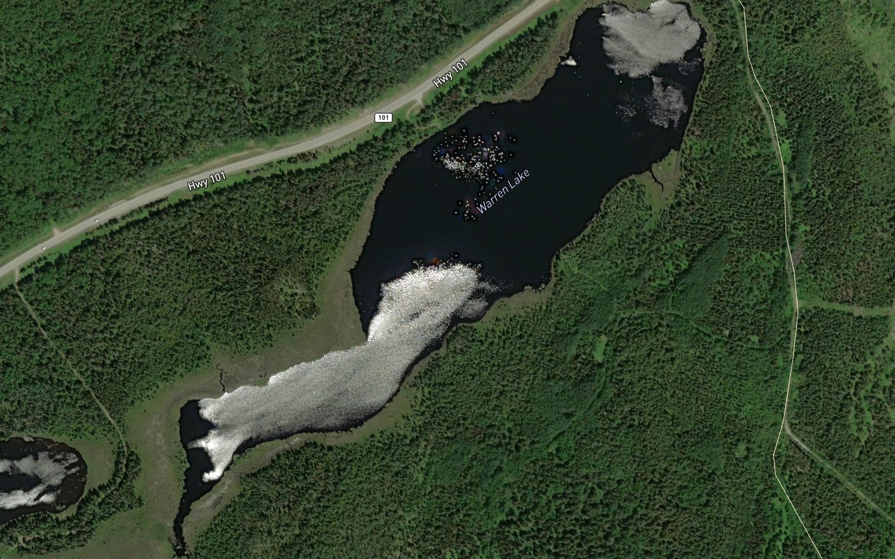Satellite map of the Warren Lake