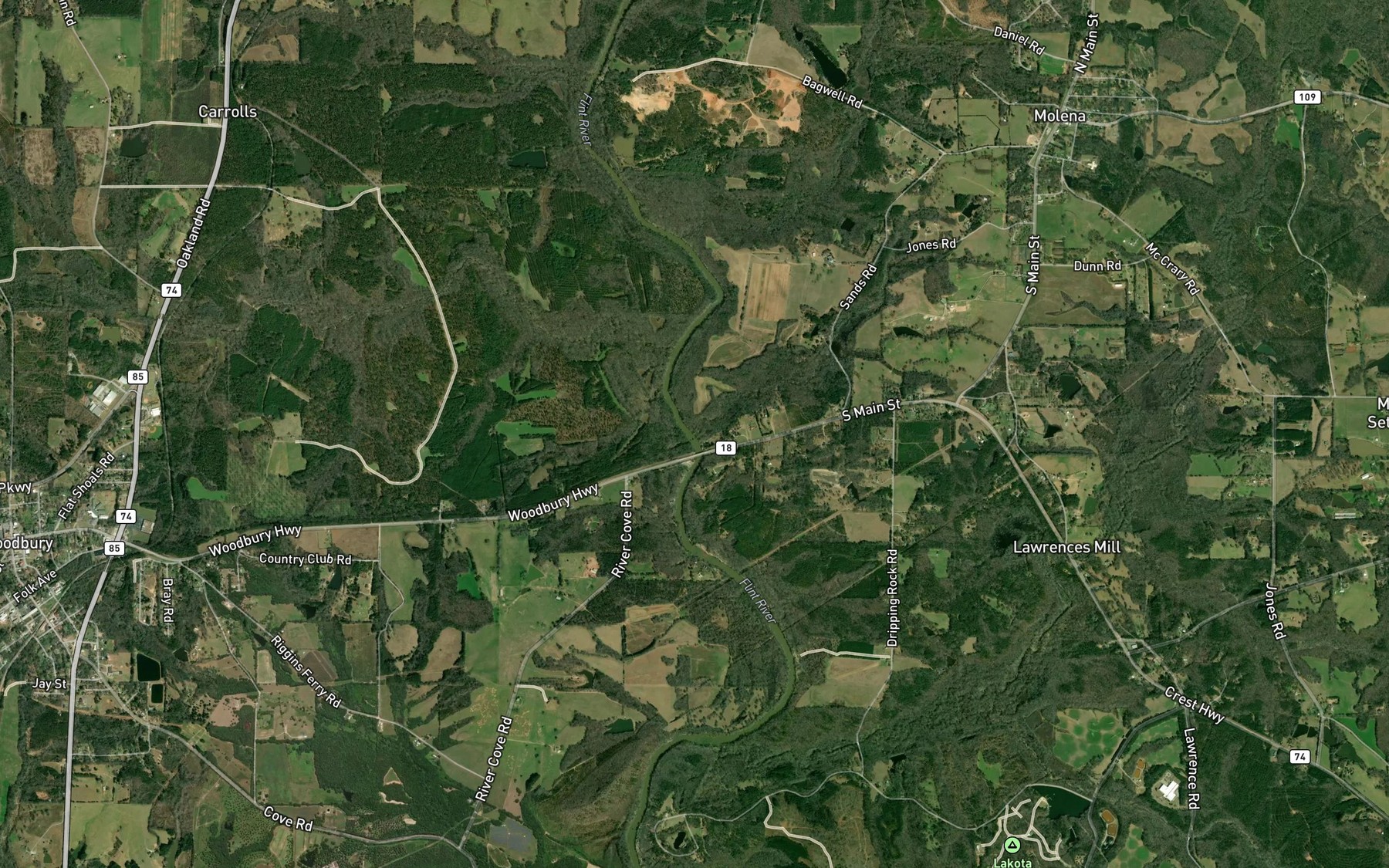 Satellite map of the Knights Branch