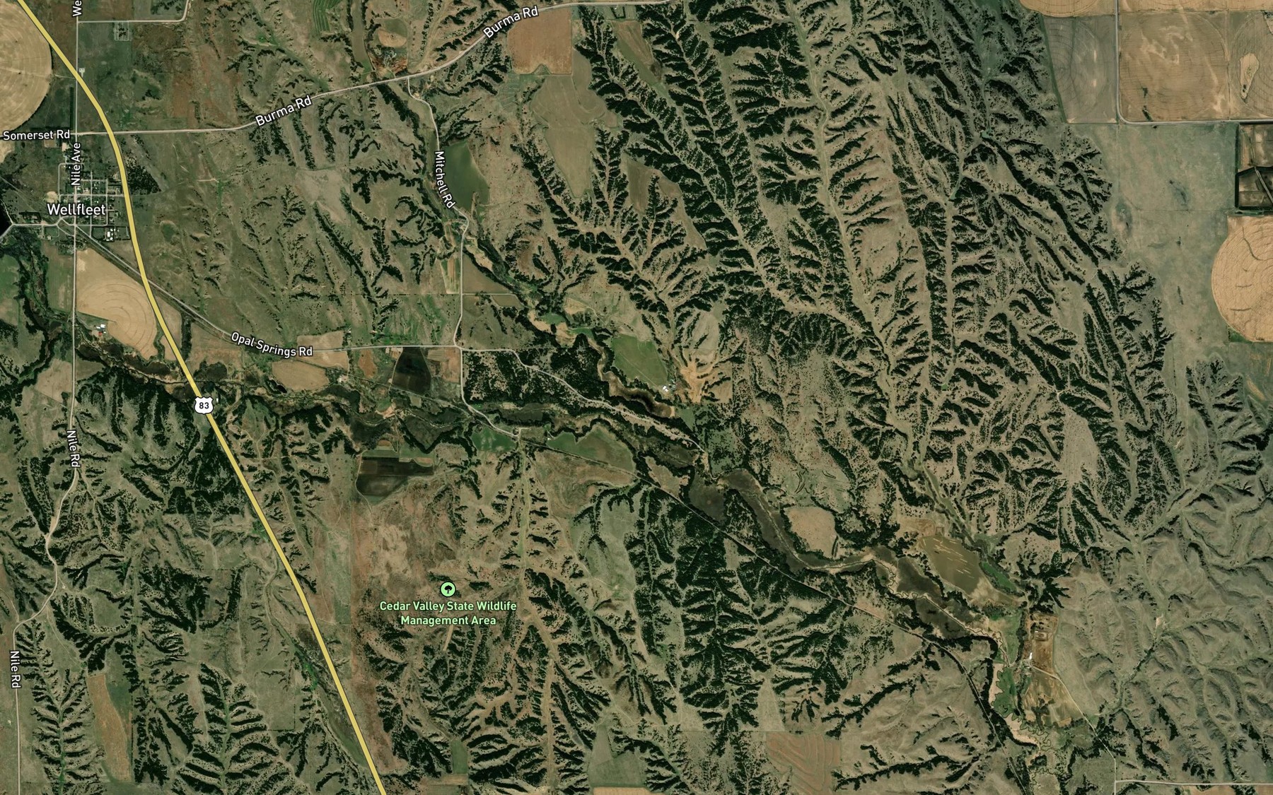 Satellite map of the Farmers Lake