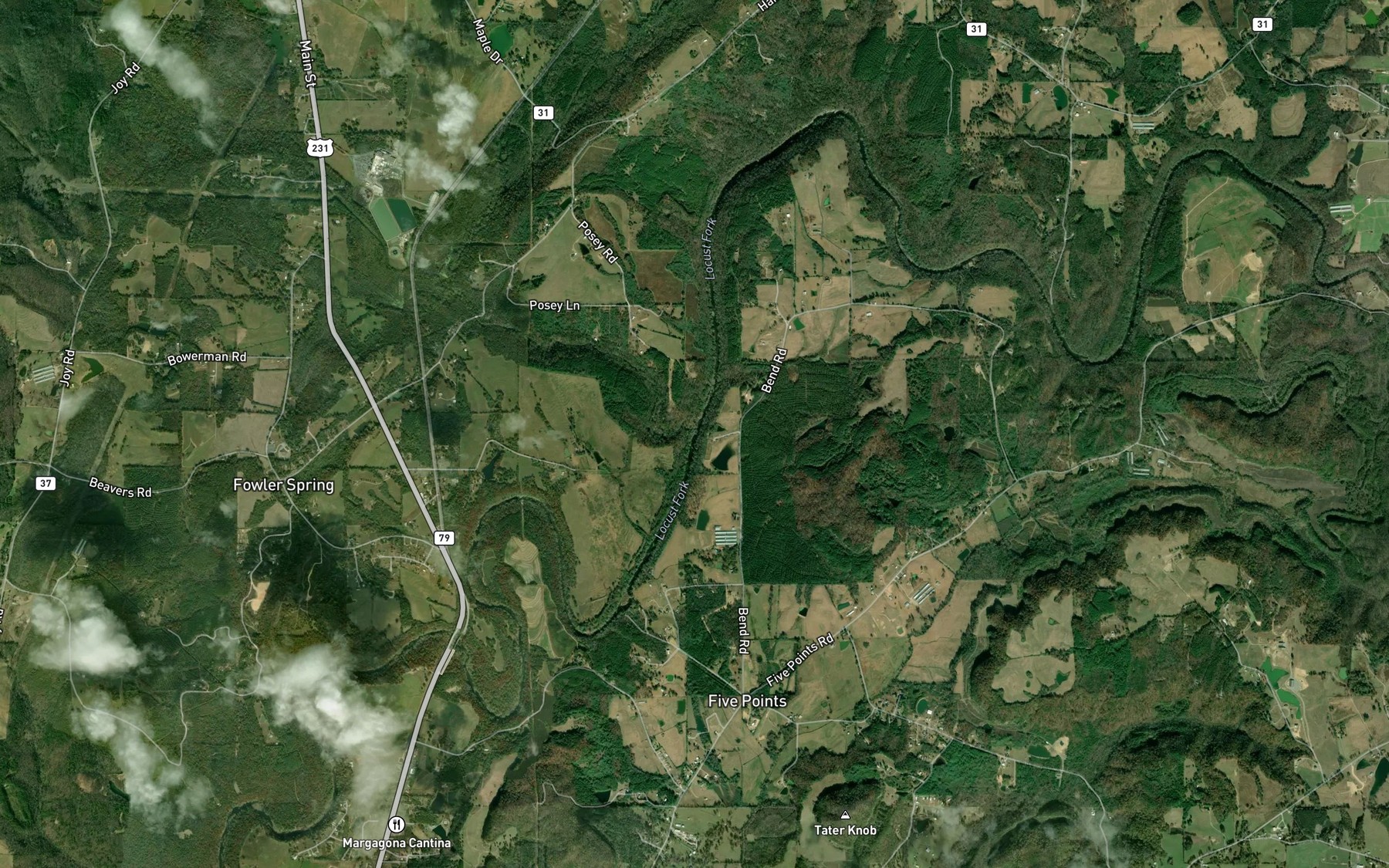 Satellite map of the Graves Creek