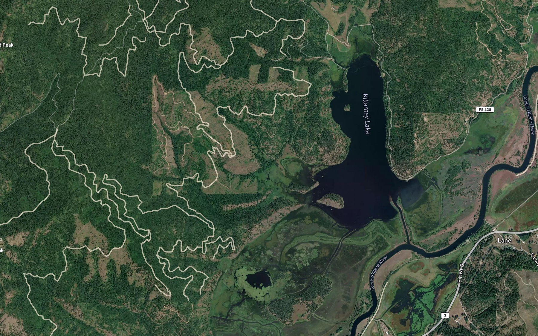 Satellite map of the Chatfield Creek