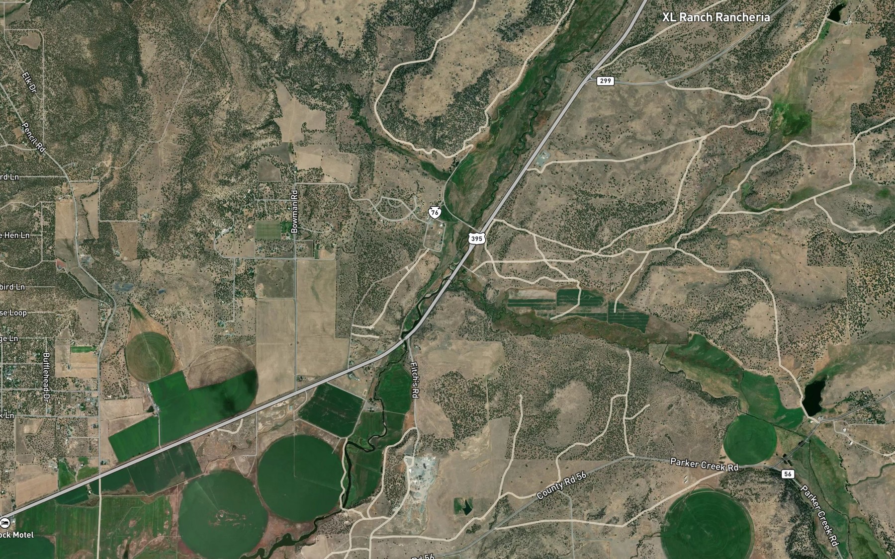 Satellite map of the Parker Creek