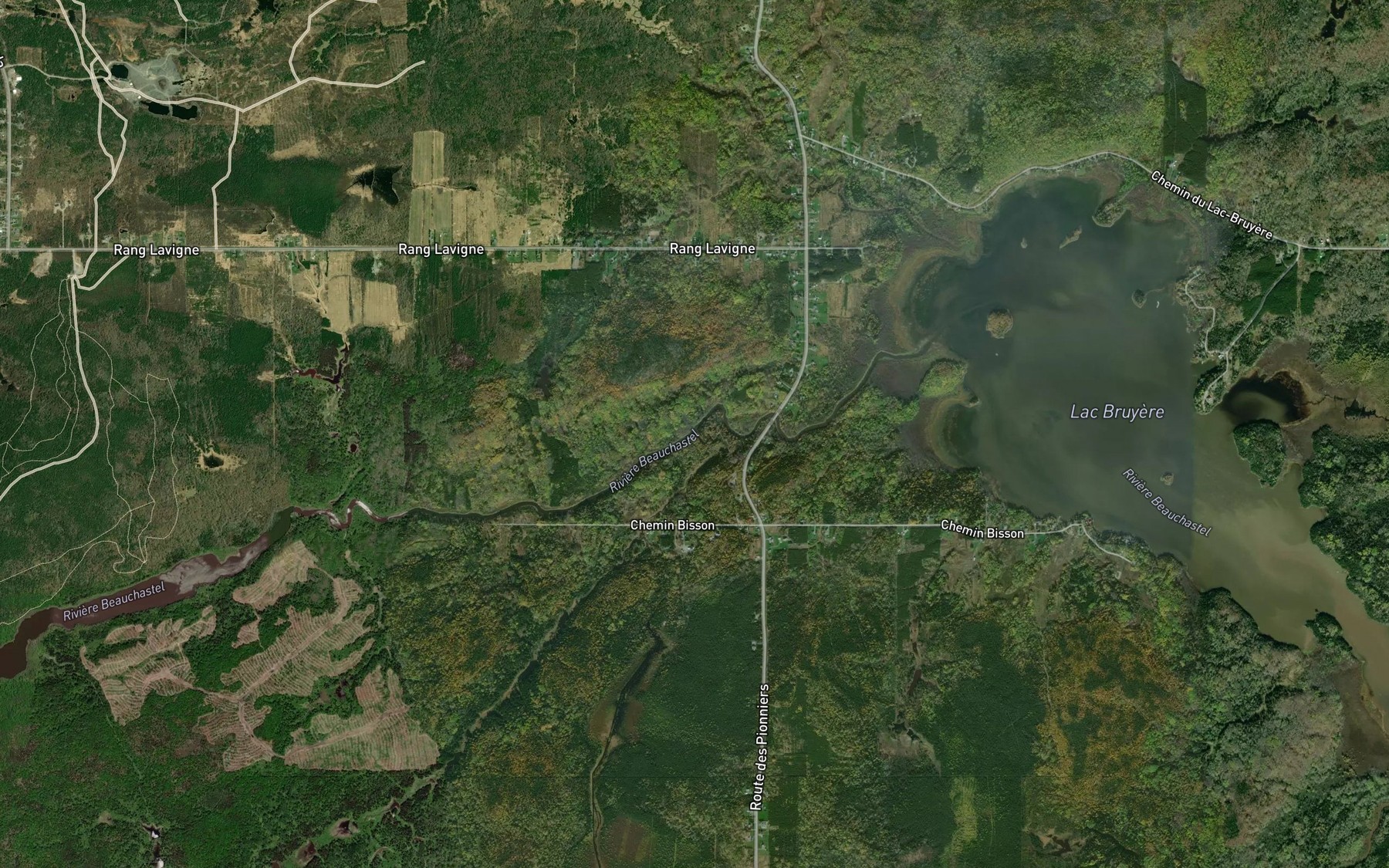 Satellite map of the Cours d'eau du Castor