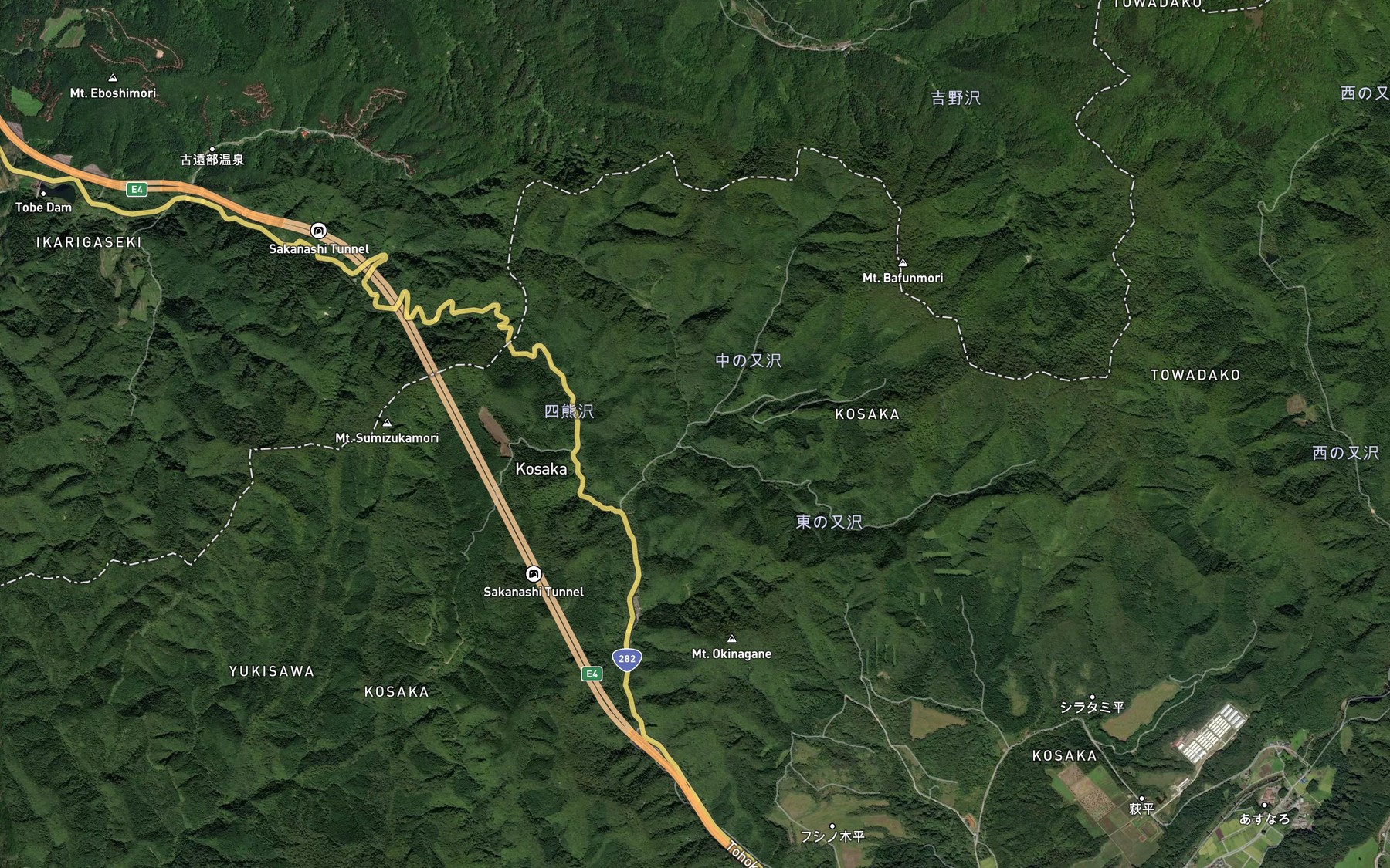 Satellite map of the Nakanomata Zawa