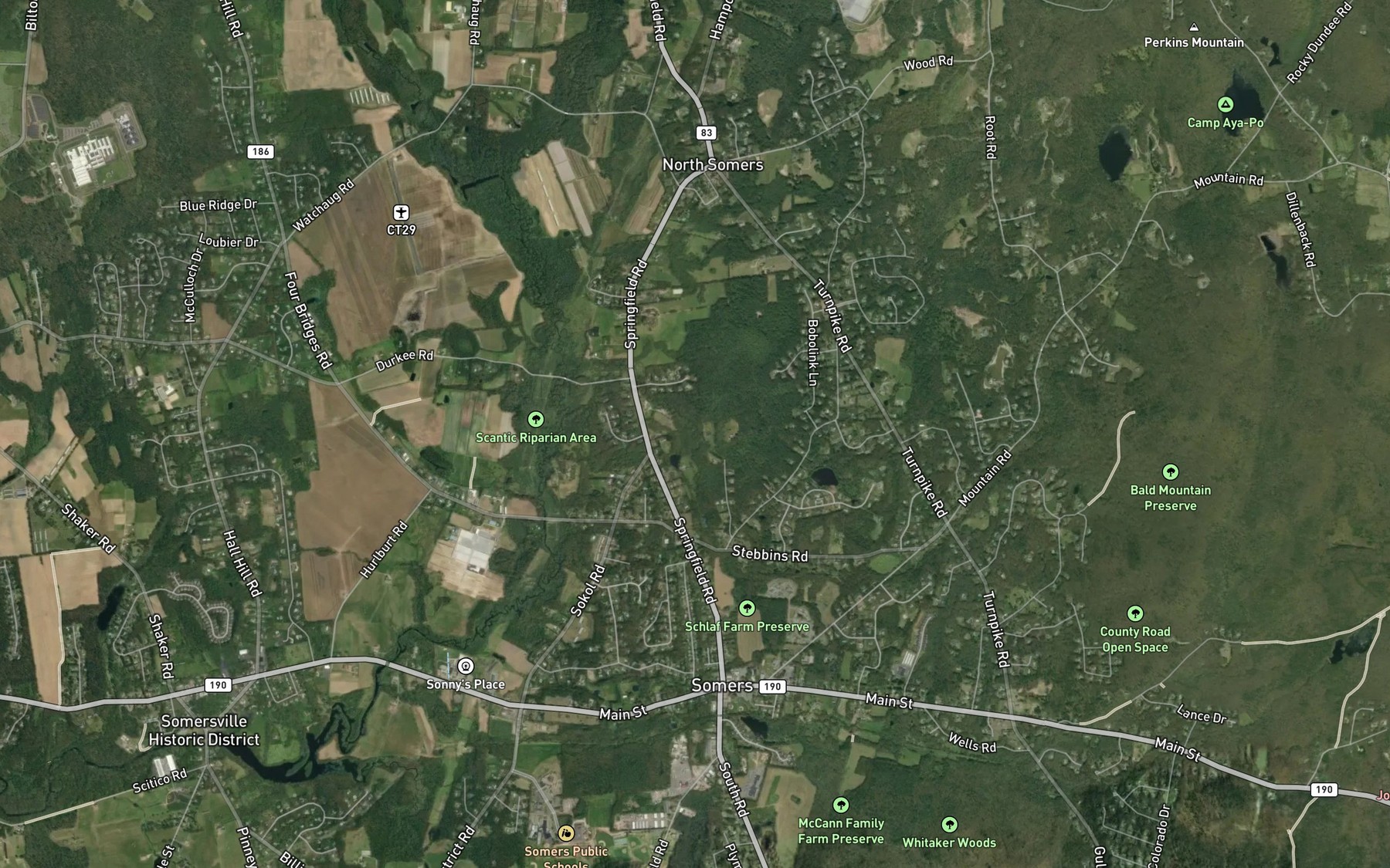 Satellite map of the Gillettes Brook