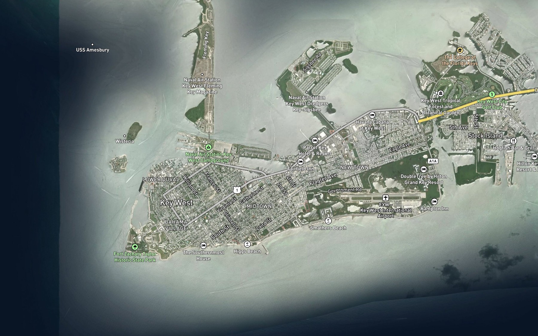 Satellite map of the Garrison Bight
