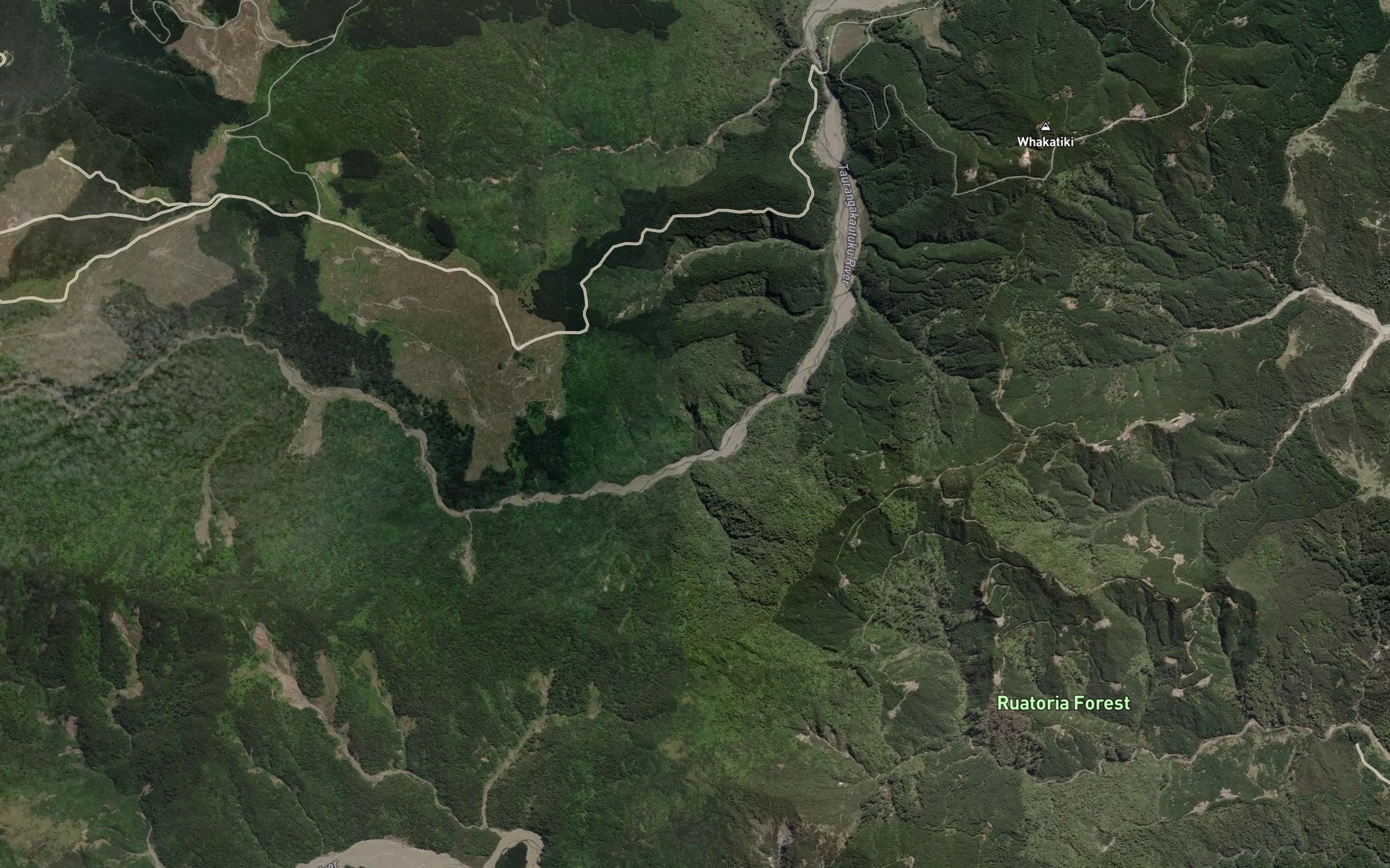 Satellite map of the Taurangakautuku River