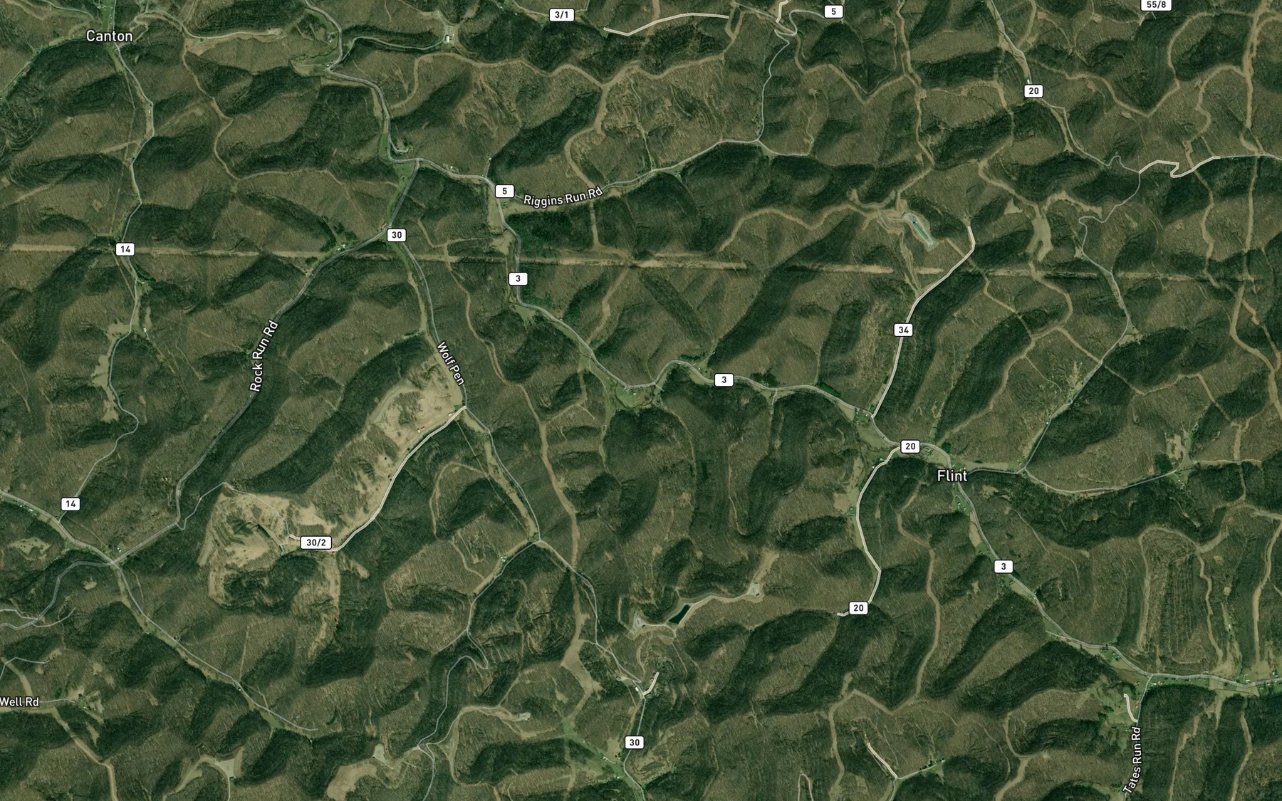 Satellite map of the Glade Run