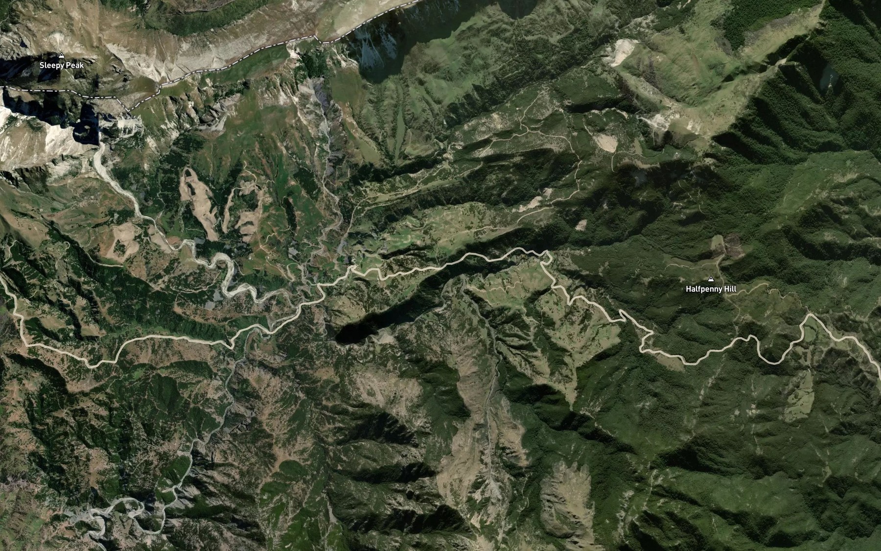 Satellite map of the Pikes Creek