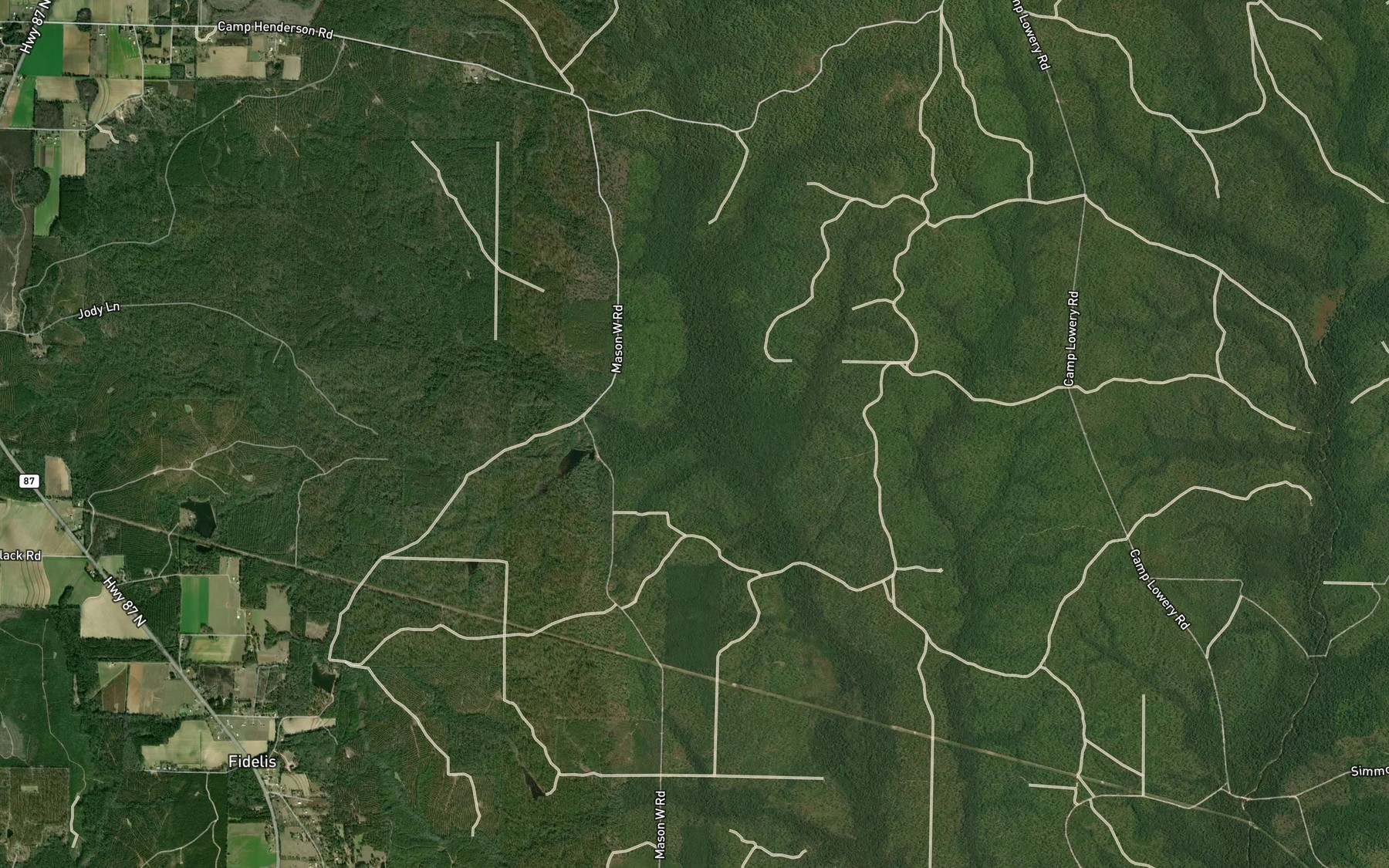 Satellite map of the Goodson Creek