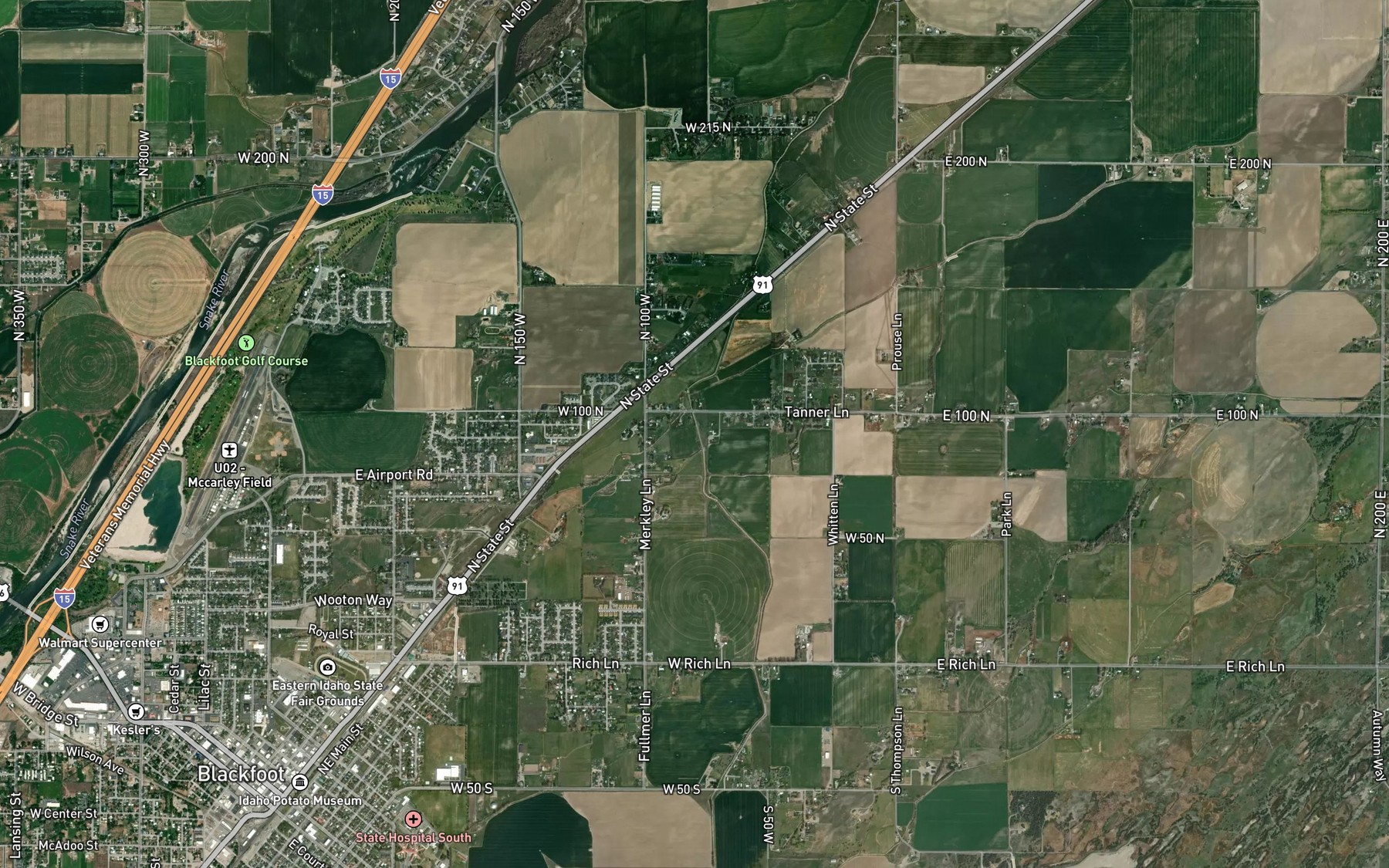 Satellite map of the Corbett Slough Canal
