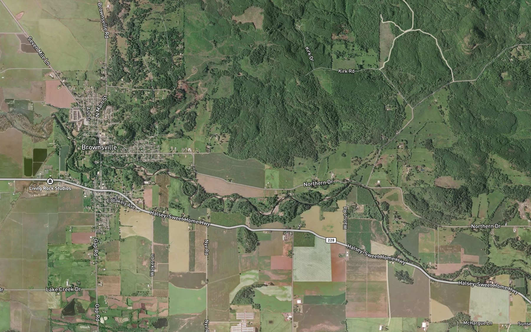 Satellite map of the Brownsville Ditch
